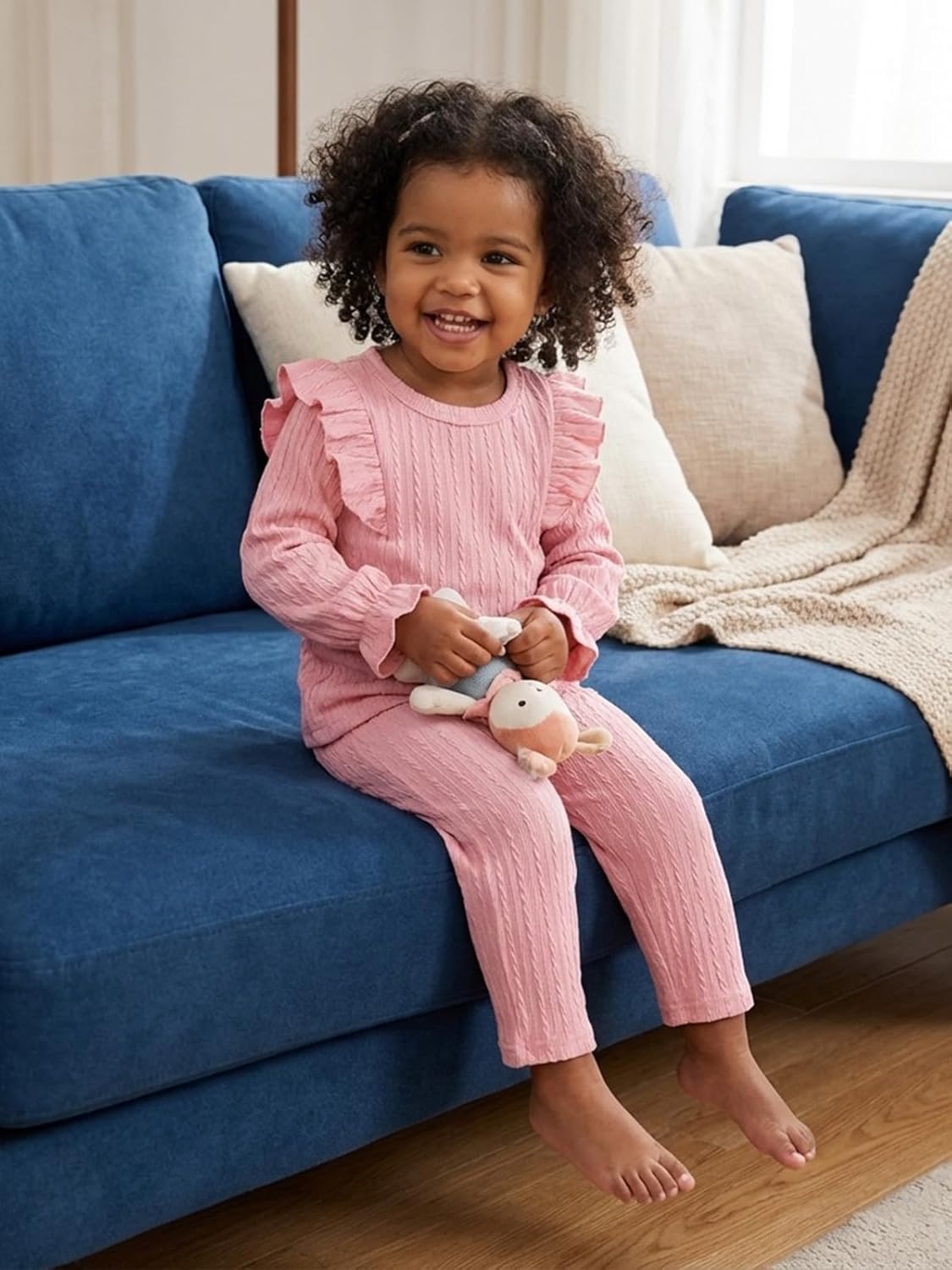 Thumbnail 1 de Valcatch Baby Girls Clothes Set 2 Piece: Ruffle Long Sleeve T-Shirt & Trousers
