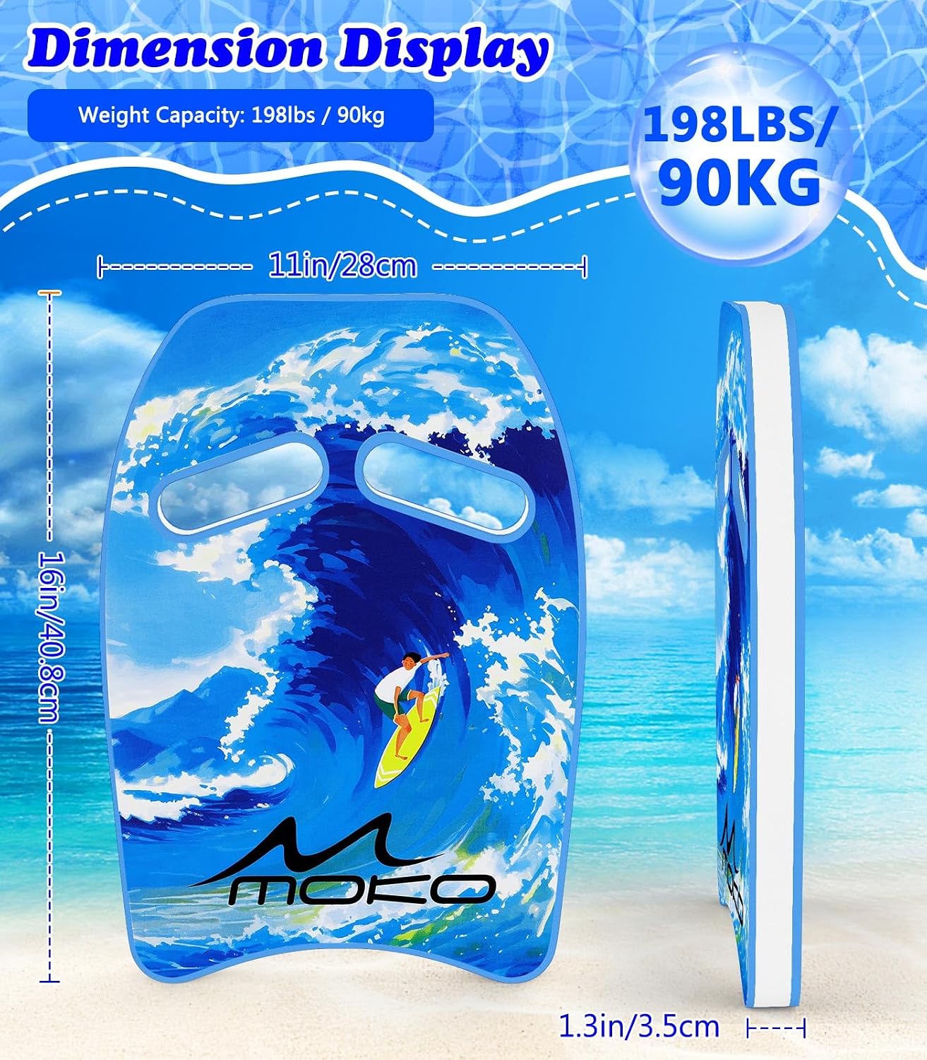 Thumbnail 5 de MoKo Schwimmbrett mit Griffen (Kickboard) für Kinder und Erwachsene – Cartoon Swim Float Trainingsausrüstung
