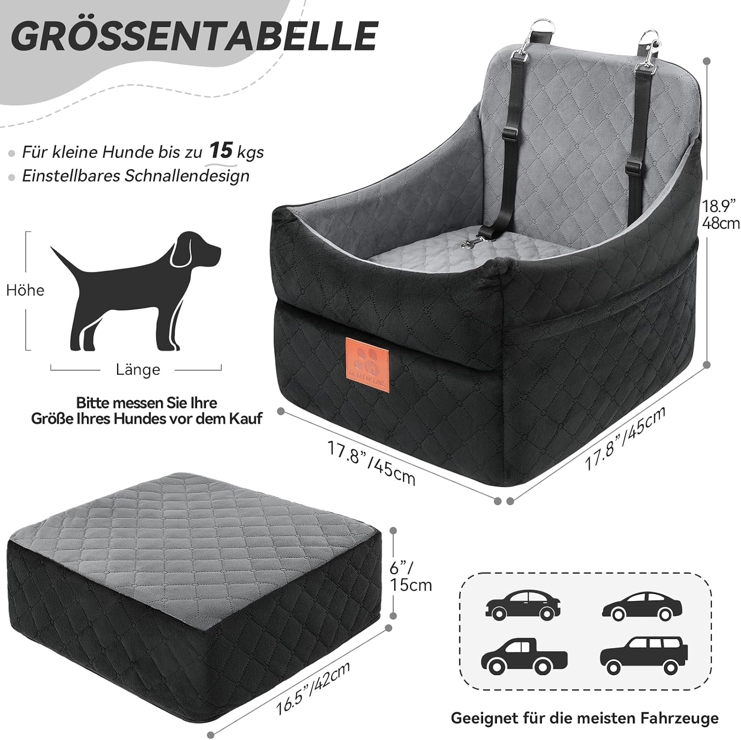 Detalle de GL GLENSLAVE Hunde-Autositz für kleine Hunde bis 16 kg