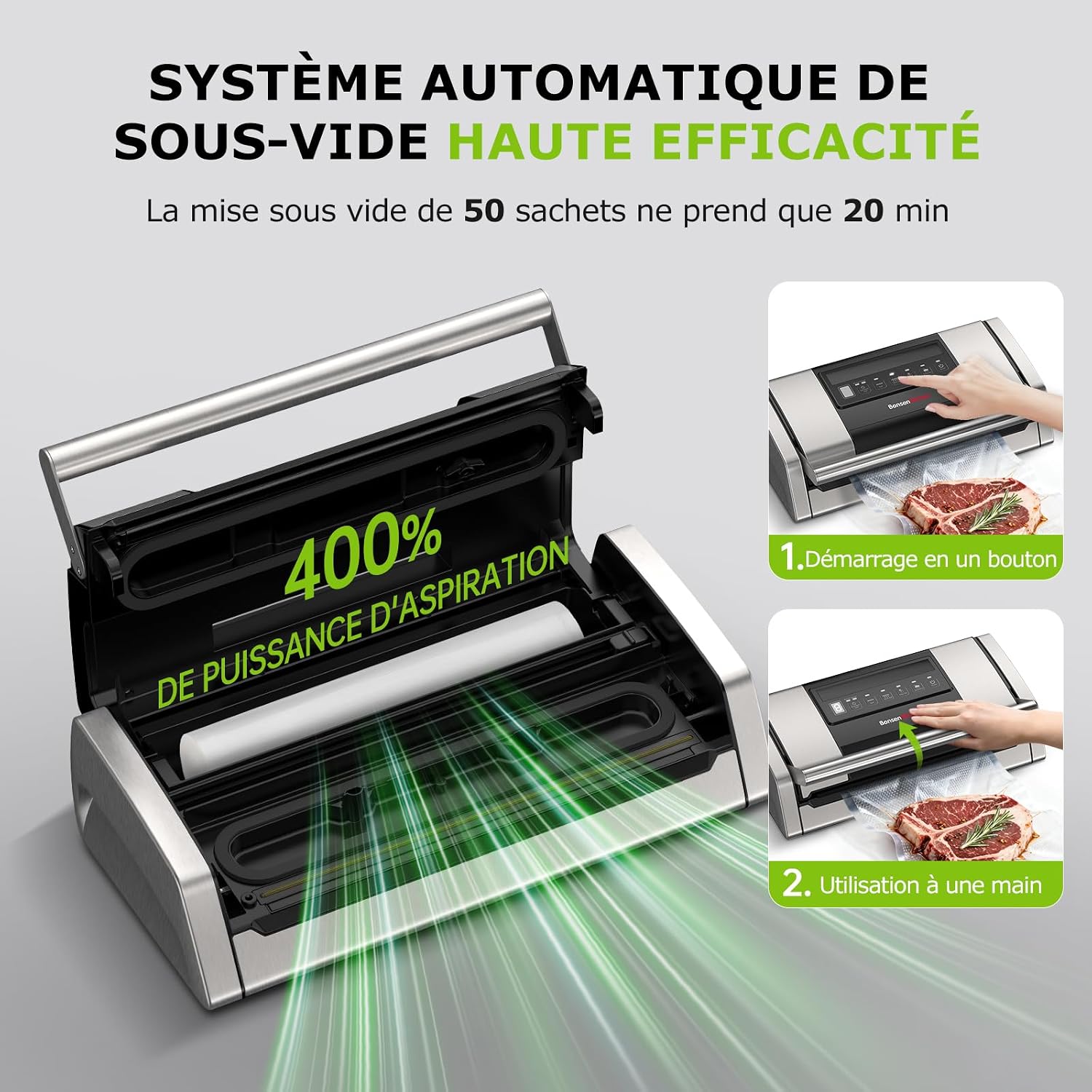 Detalle 2 de Bonsenkitchen VS5100 sous vide, 15 L/min