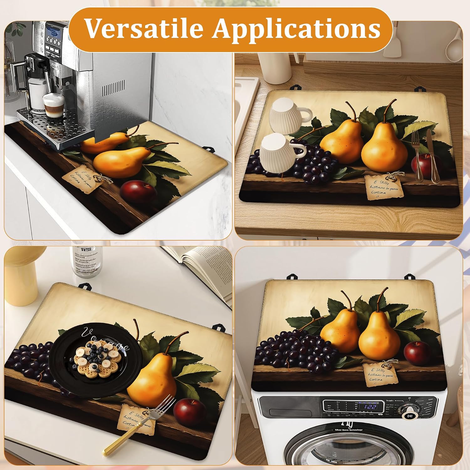 Thumbnail 6 de YIKTI Rustic Fruits Stove Top Cover, 28 x 20-Inch Washable Rubber Mat