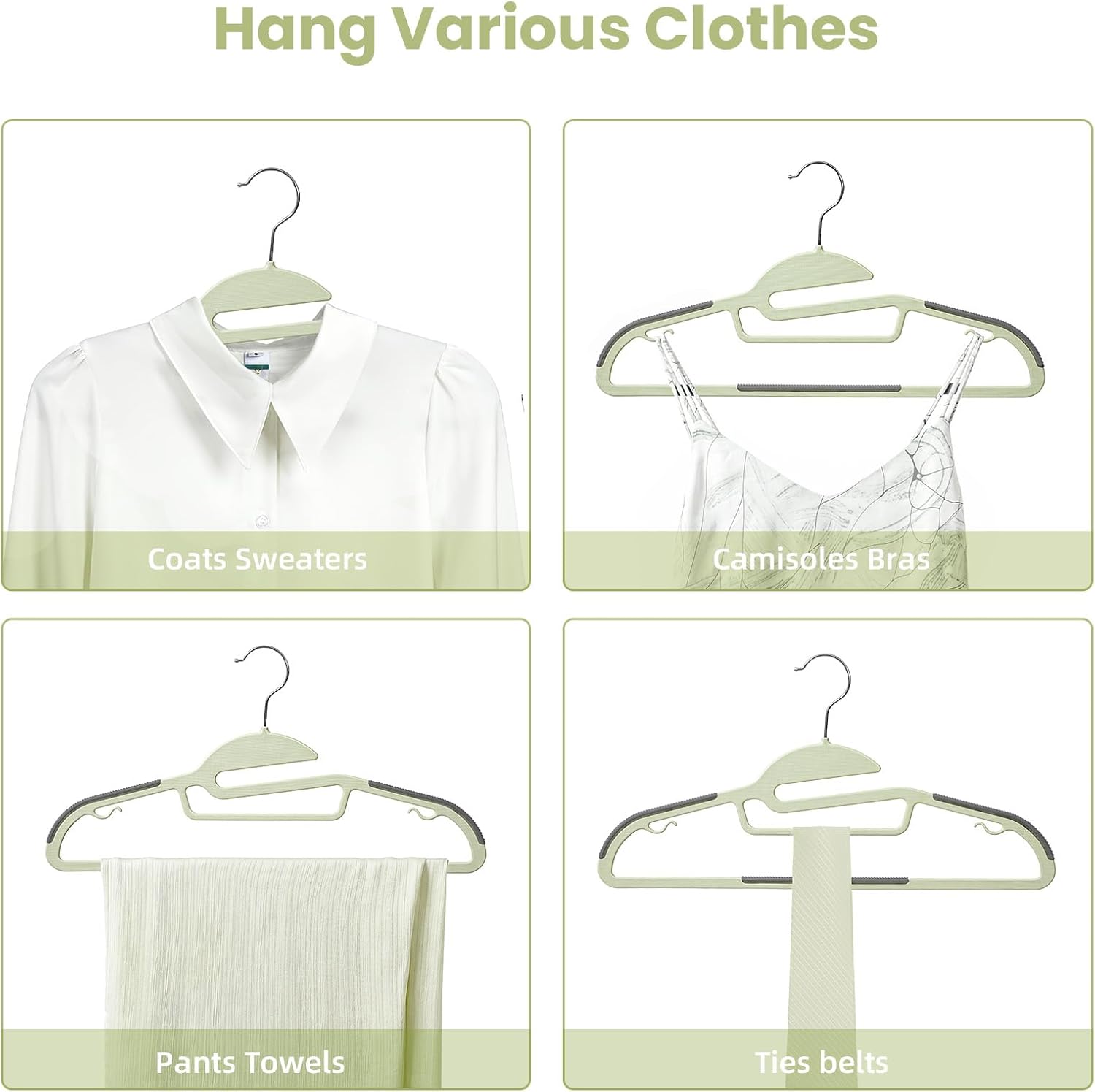 Detalle 1 de BAGAIL Plastic Hangers, 50 Pack, Non-Slip S-Shape with 360° Swivel Hook