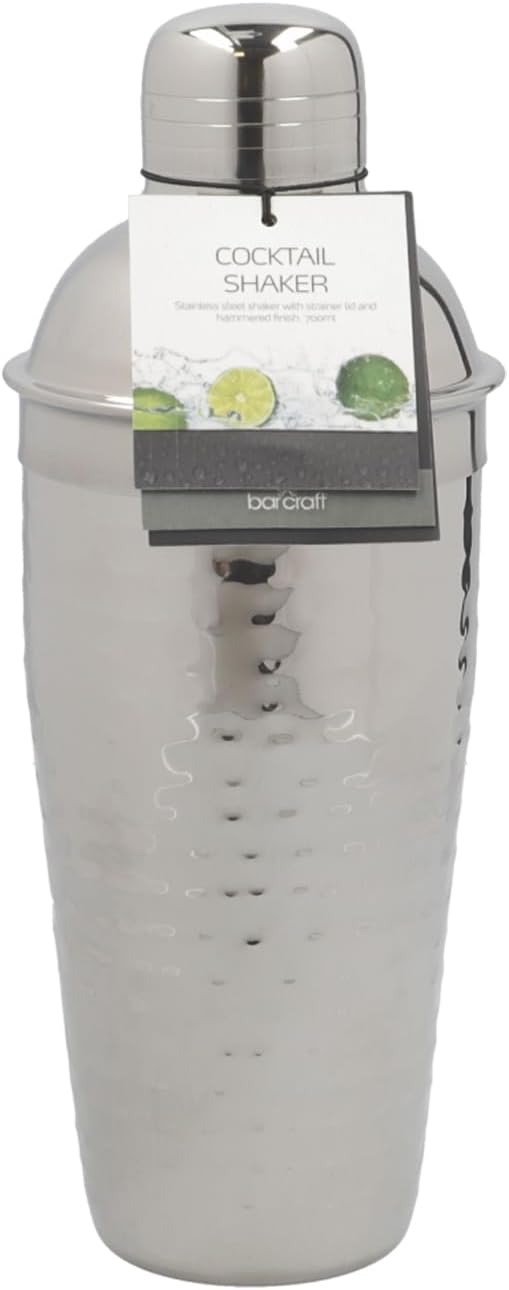 Thumbnail 5 de BarCraft Luxury Stainless Steel Cocktail Shaker, 700ml, Hammered Finish
