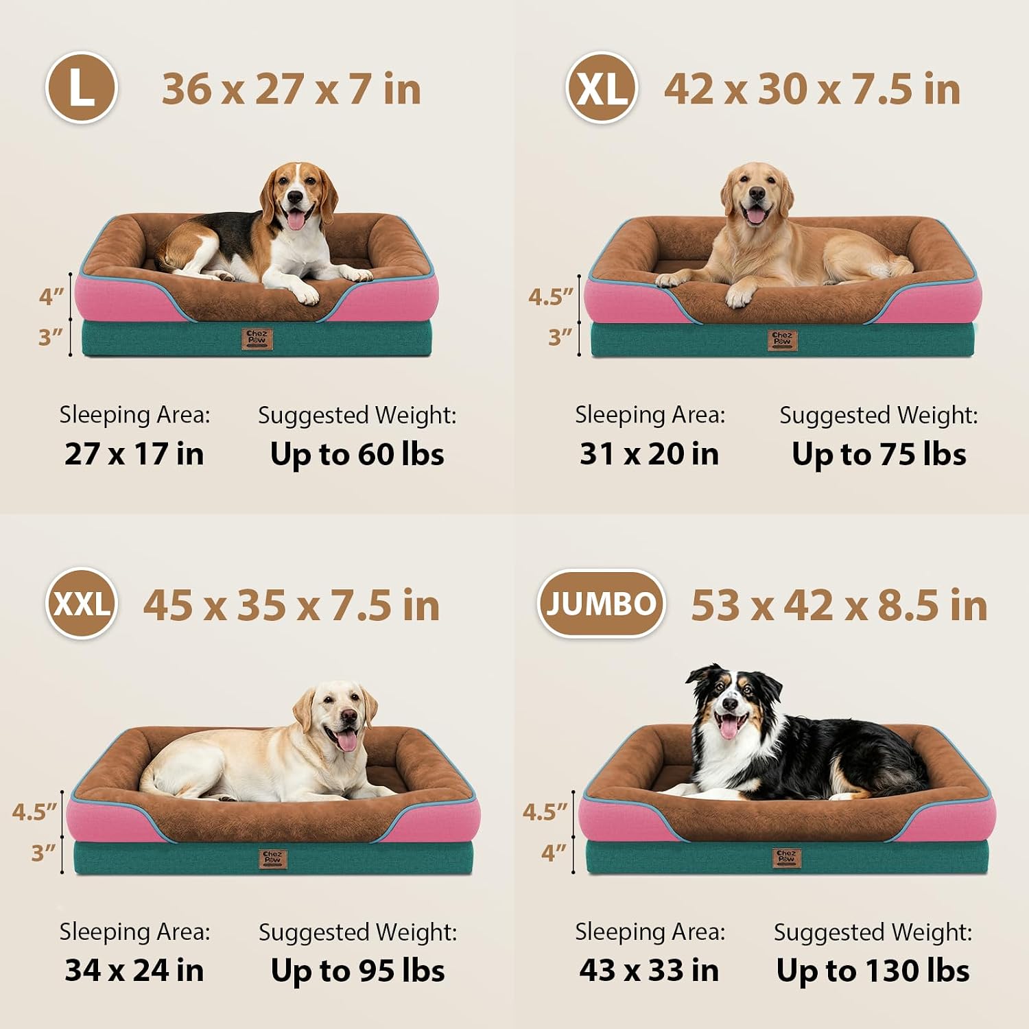 Detalle 2 de Chez Paw Orthopedic Dog Bed, 42 x 30 Inch