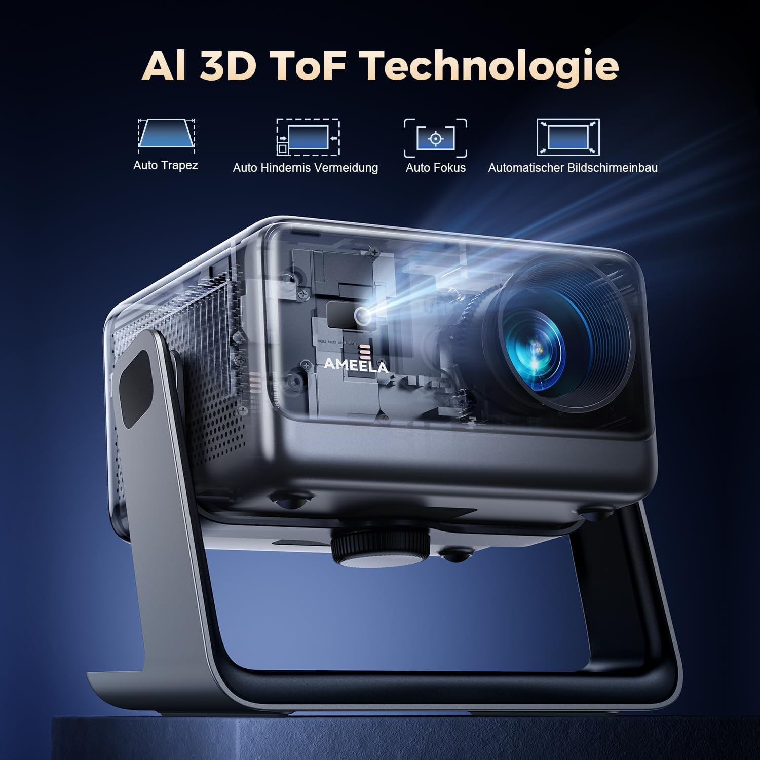 Detalle de AMEELA 30000 Lumen Beamer – 1080p WLAN/Bluetooth, Dolby Audio, Netflix-Kompatibilität