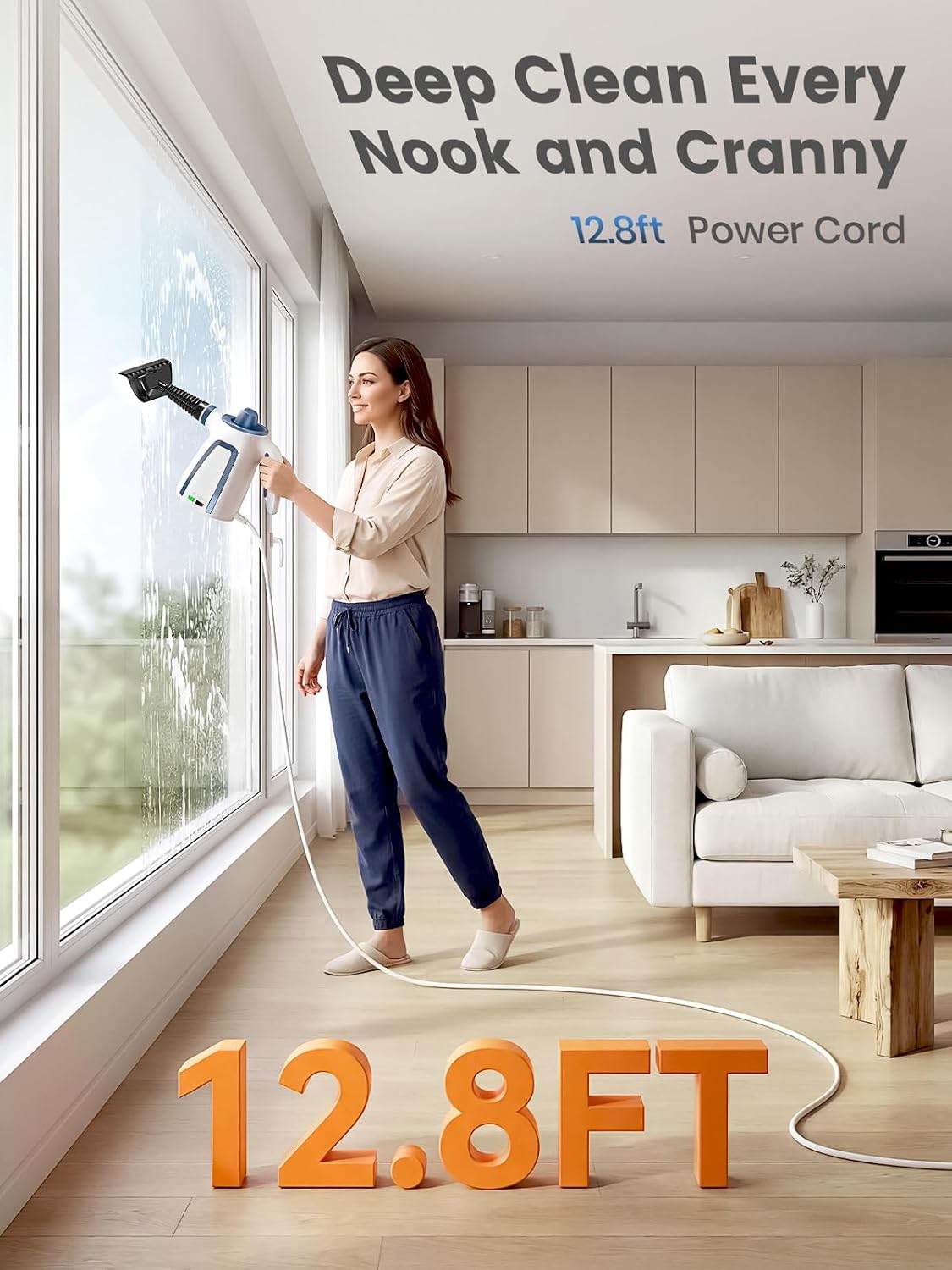 Detalle de Handheld Steam Cleaner 1050W Pressurised Steam Cleaner with 9 Accessories