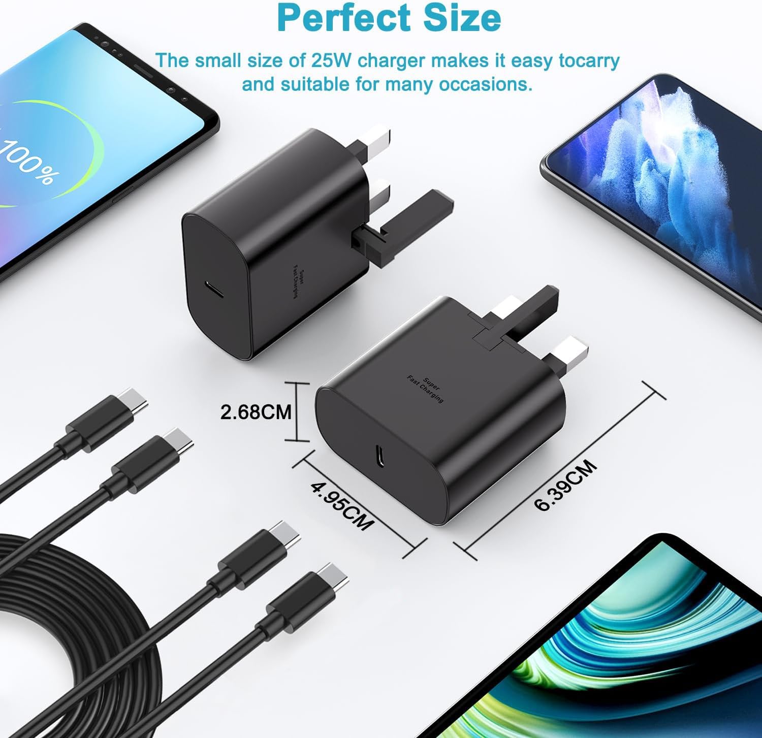 Thumbnail 4 de Samsung 25W PPS Fast Charger USB-C Cable & Plug (3m) 2-Pack