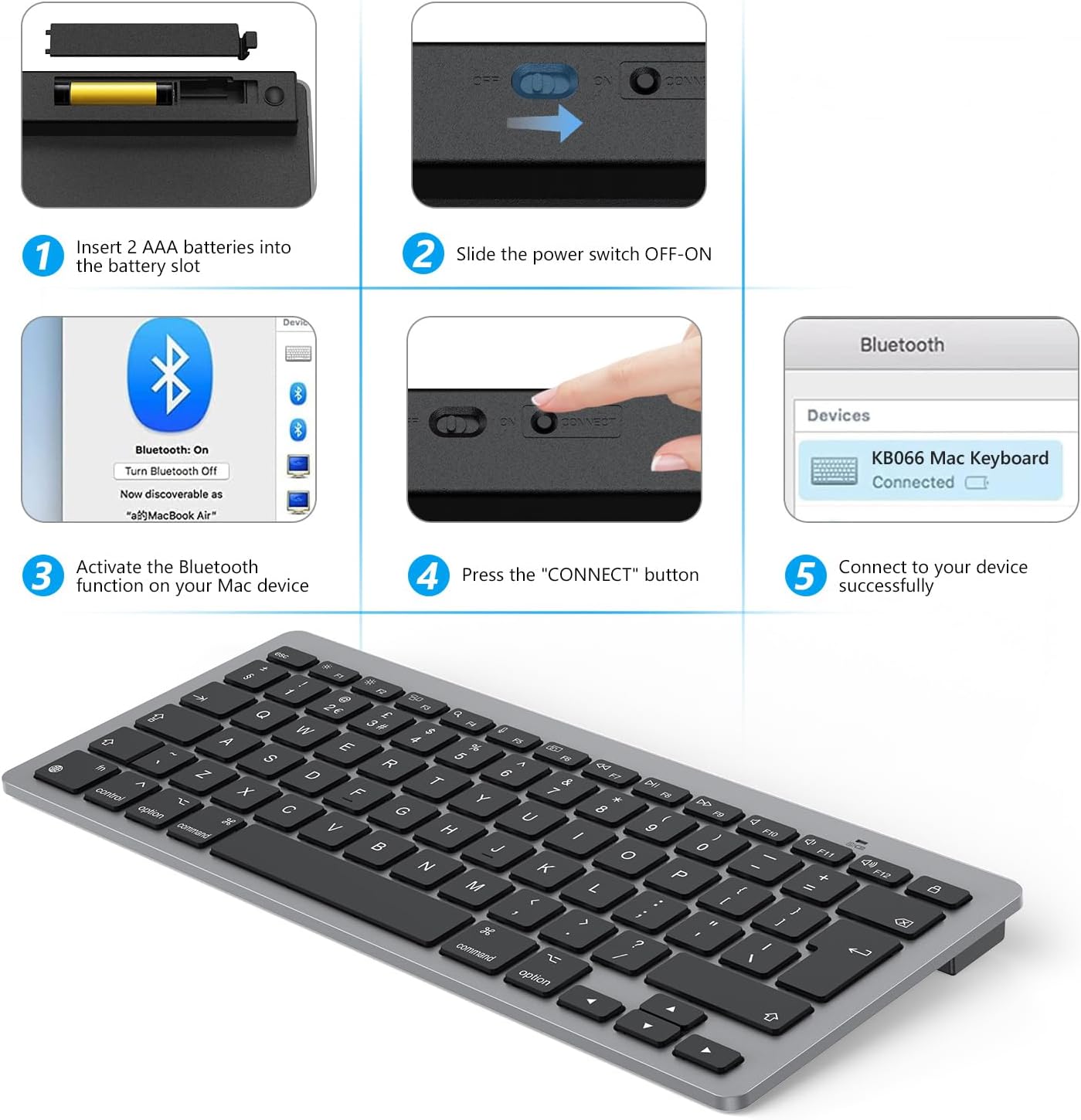 Thumbnail 3 de OMOTON Bluetooth Keyboard for Mac (UK Layout, Space Grey)