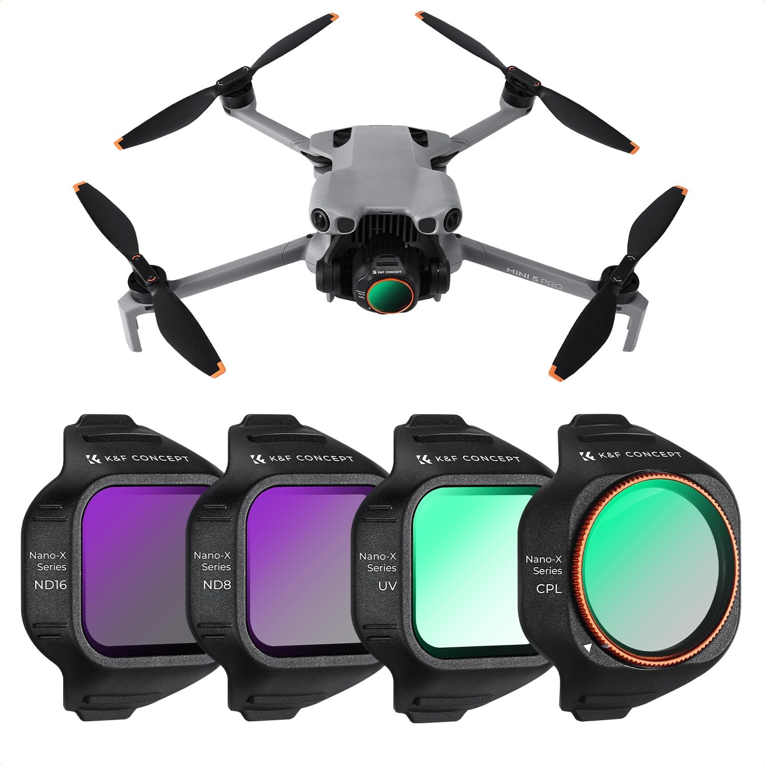 Detalle de K&F CONCEPT Mini 5 Pro Filterset (4 Stück) – CPL, UV, ND8, ND16