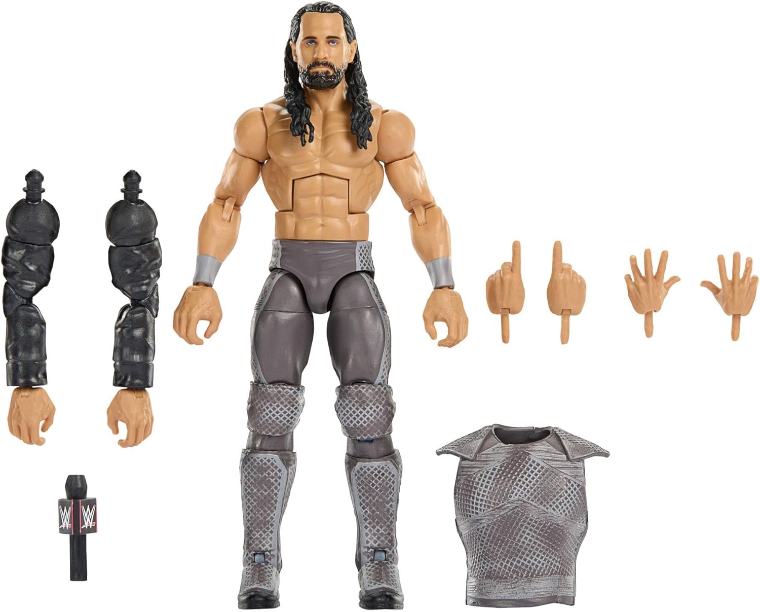 Detalle de Mattel WWE Elite Collection Seth Rollins Premium Live Event – Action figure WrestleMania con pezzi per Sam Roberts