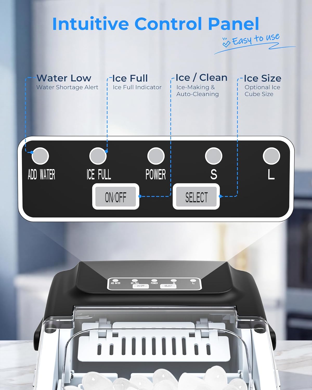 Thumbnail 4 de WELLENT Ice Maker Machine Countertop – Portable Bullet Ice Maker with Self-Cleaning