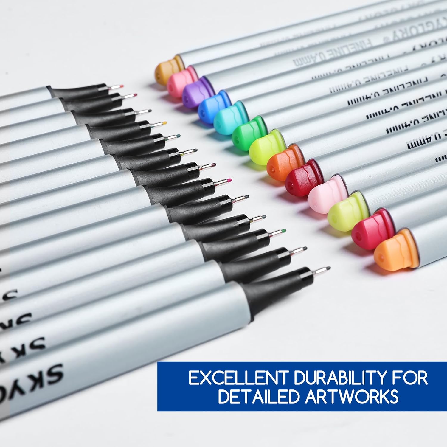 Thumbnail 3 de SKYGLORY 72 Colours Fineliner Pens – 0.4mm precision with colour‑matched caps