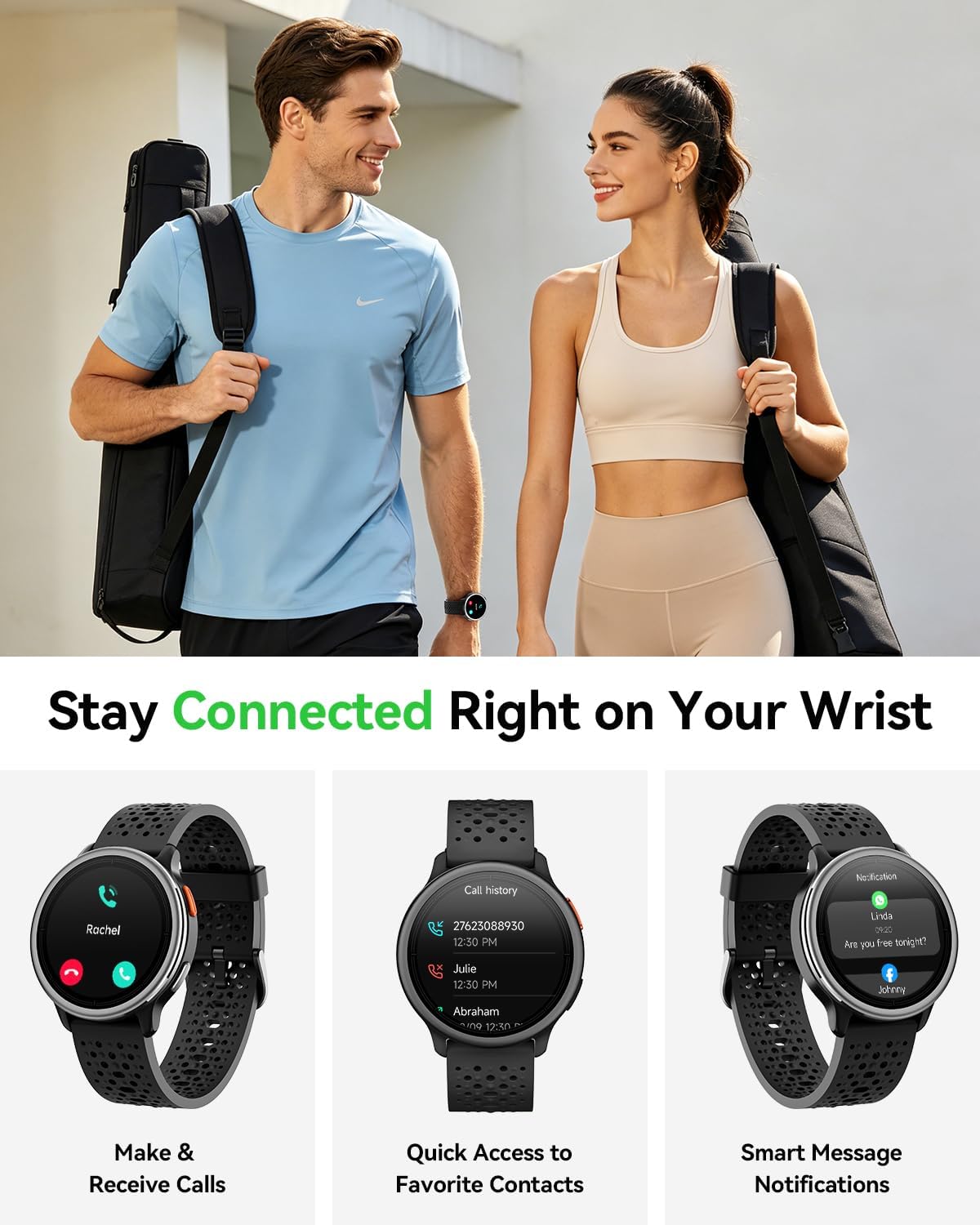 Detalle de Quican Smartwatch for Men & Women — 1.27" AMOLED, Bluetooth Calling & 120+ Sports
