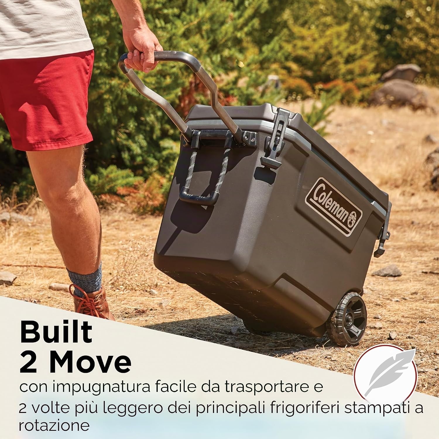Detalle de Coleman Convoy 65QT: ghiacciaia rigida con ruote, 66 L, isolamento completo e uso versatile per outdoors