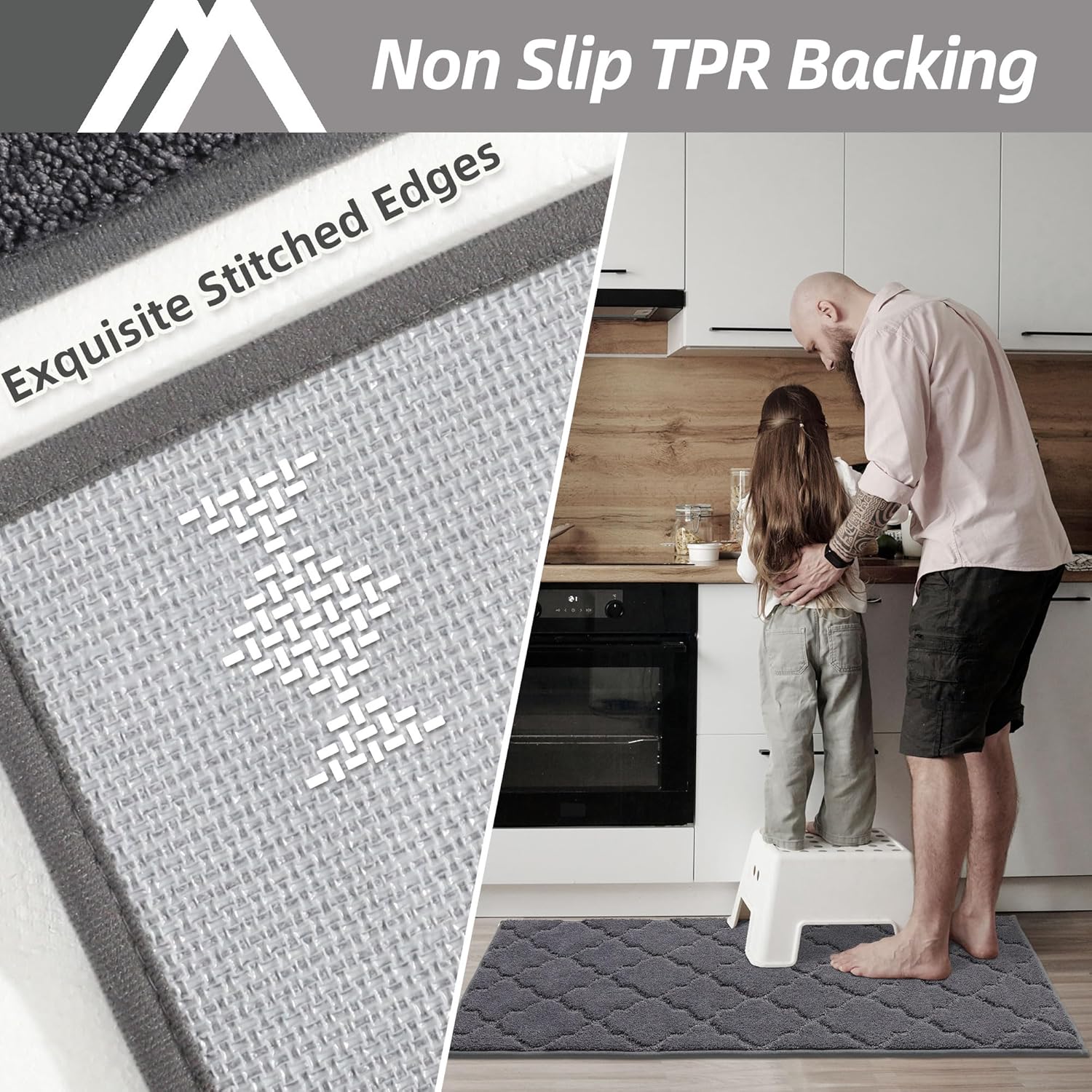 Thumbnail 3 de COSY HOMEER Soft Kitchen Floor Mat 20" x 59" — Non-Slip, Washable, Super Absorbent in Front of Sink (Dark Grey)
