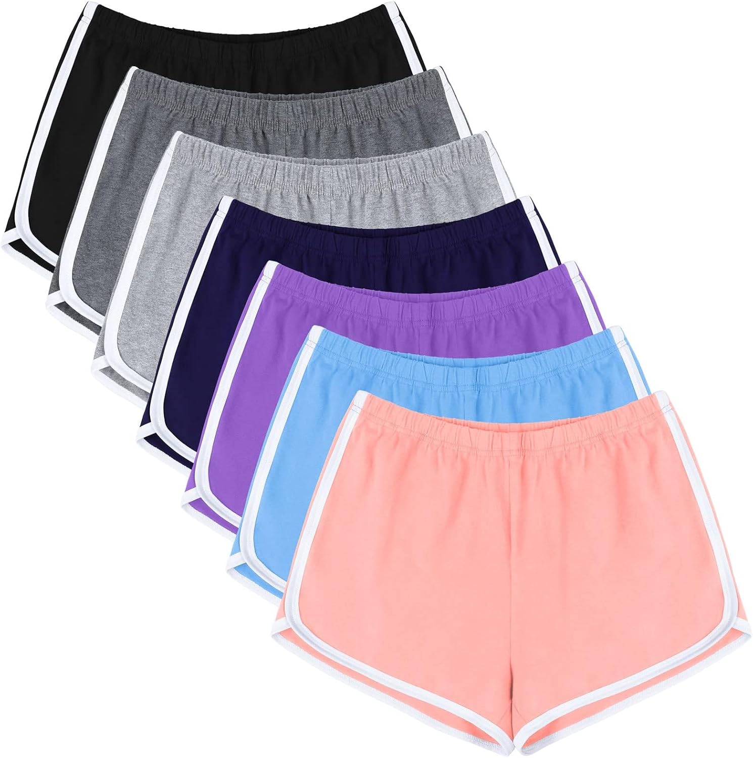 Detalle de URATOT 7 Pack Women's Cotton Shorts — Dolphin Booty Athletic Gym Shorts for Yoga, Running, and Lounge