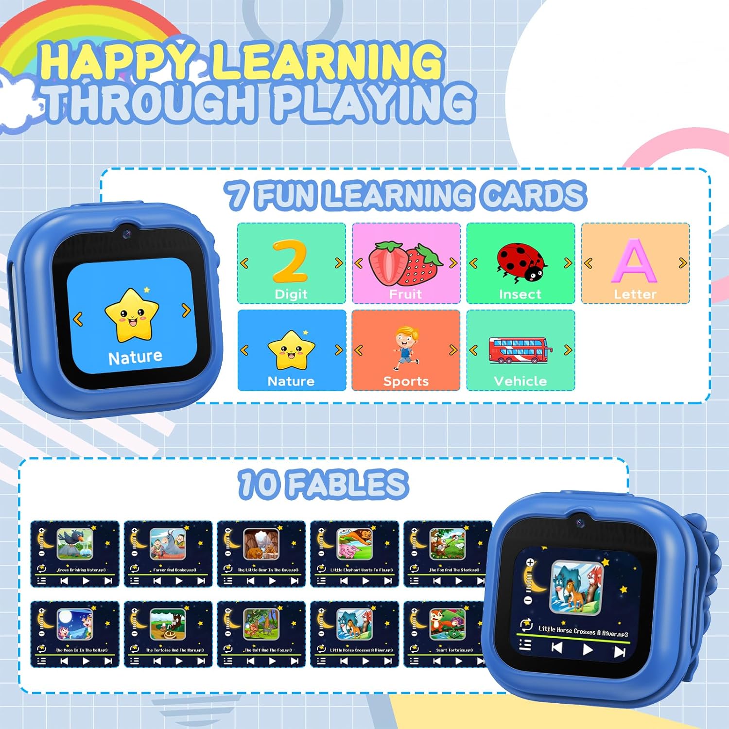 Thumbnail 3 de Kids Camera: Dual-Camera Smart Toy for Creative Learning and Fun (Blue)