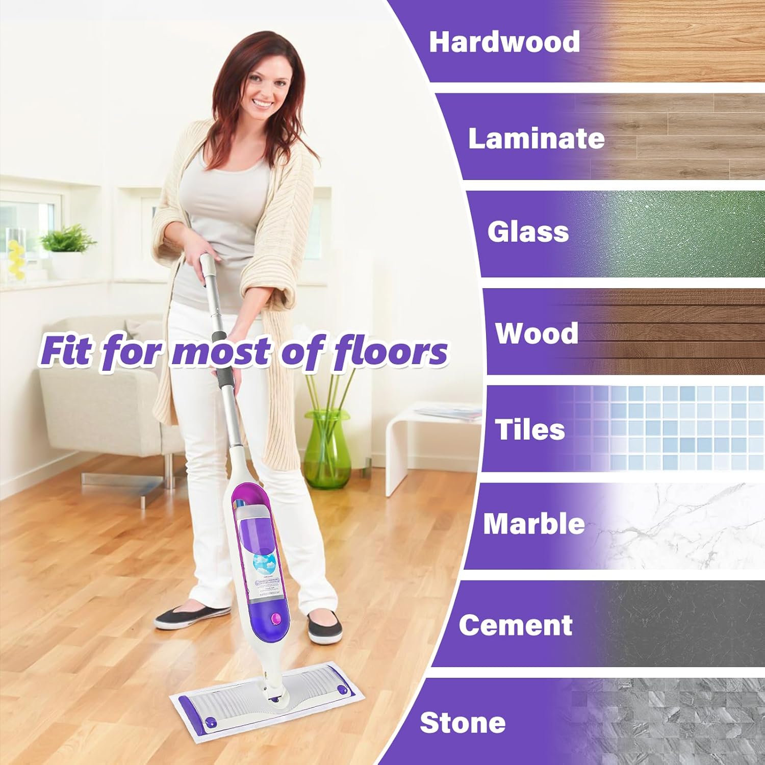 Detalle de EHADOO Mop Pads Refills for Swiffer Power Mop: 20-Pack Wet/Dry Disposable Pads for Multi-Surface Cleaning