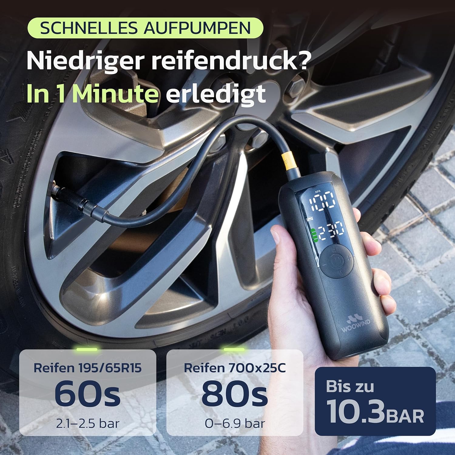 Detalle 2 de Woowind LP1 Elektrische Luftpumpe 150 PSI