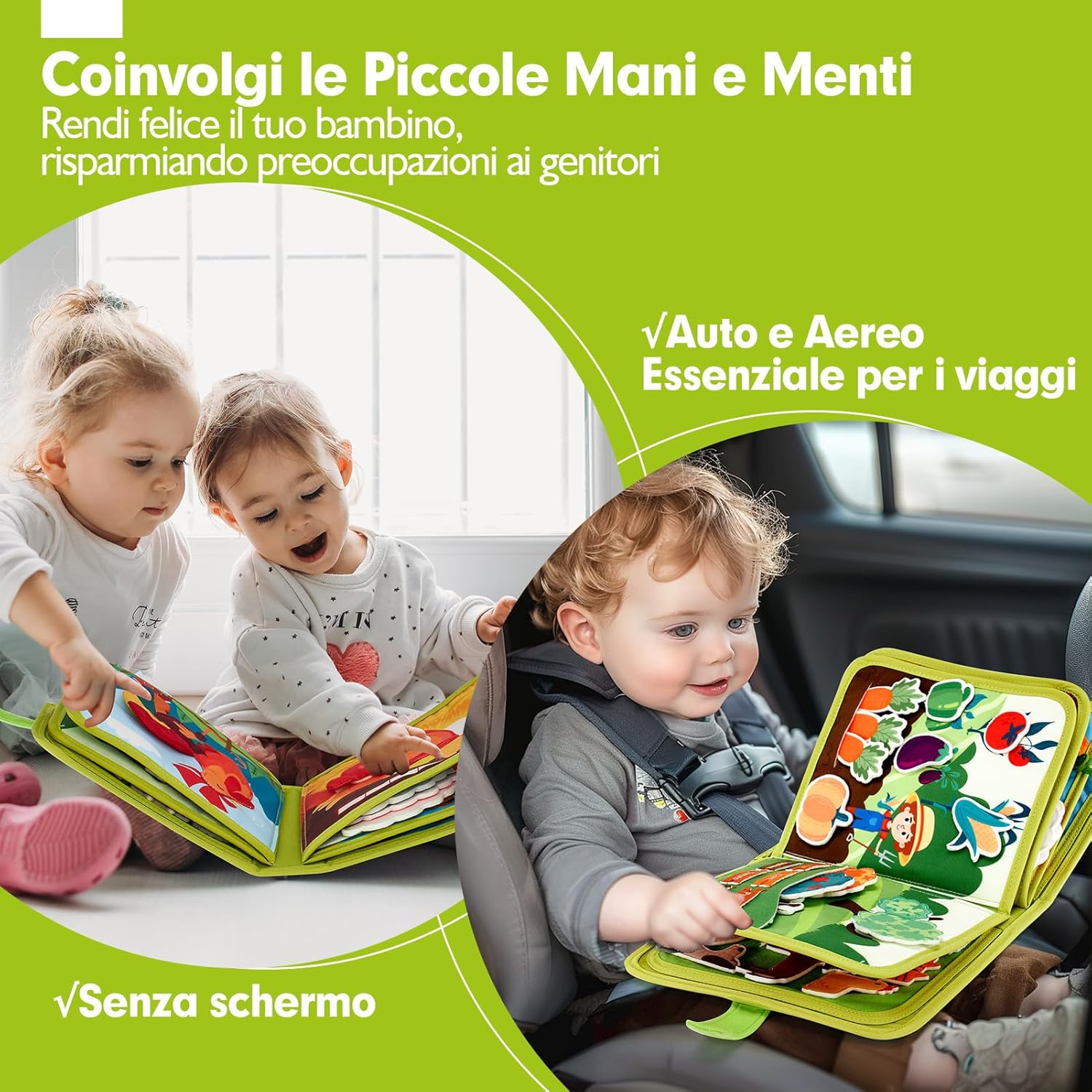 Detalle de hahaland Busy Board Montessori Libro Interattivo 1 Anno – Attività sensoriali e didattiche 20-in-1
