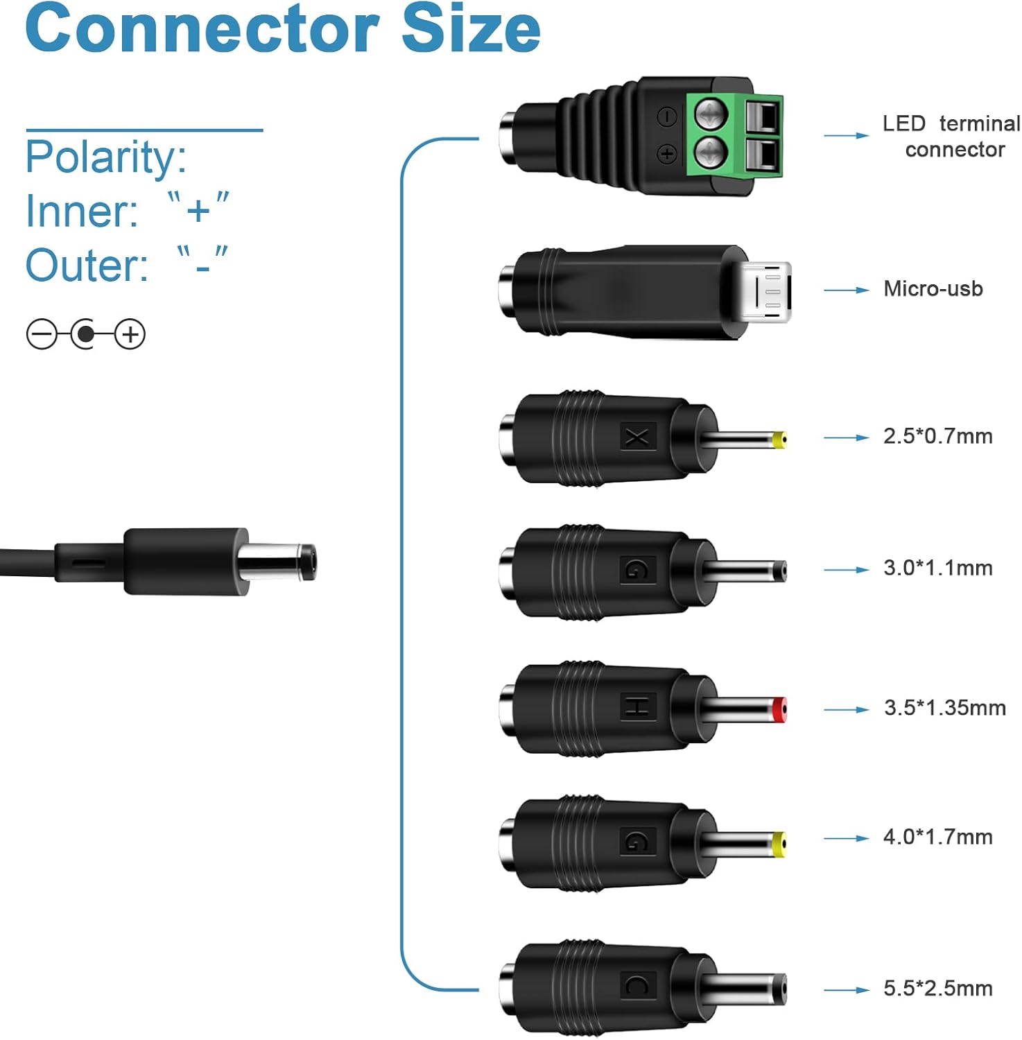 Thumbnail 2 de Etopgo 5V 2A Universal AC to DC Power Supply (with 7 DC connectors) for LED strips, TV boxes and more