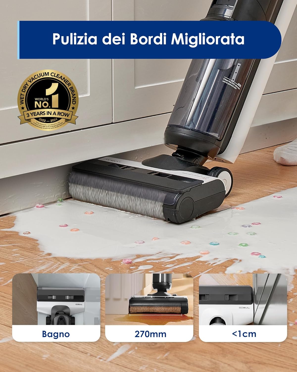 Detalle 2 de Tineco FLOOR ONE S5: Aspirapolvere senza fili intelligente e lavapavimenti per pavimenti asciutti o bagnati