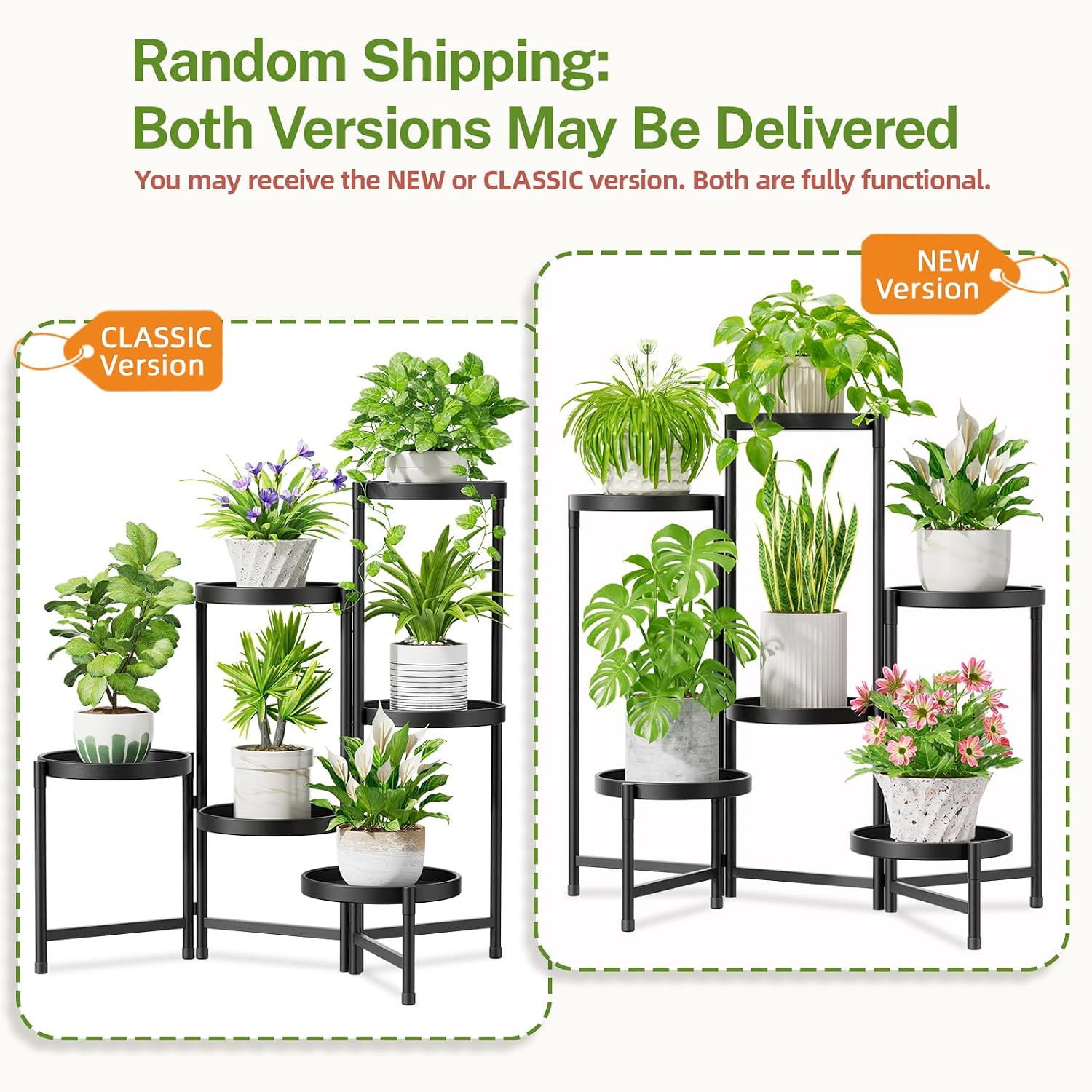 Detalle de iDavosic.ly 6-Tier Metal Plant Stand, Black, Adjustable and Foldable