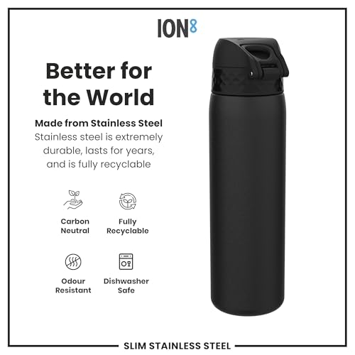 Detalle de Ion8 Lightweight Steel Water Bottle 600 ml/20 oz – Non-Insulated, Leak-Proof, Dishwasher Safe