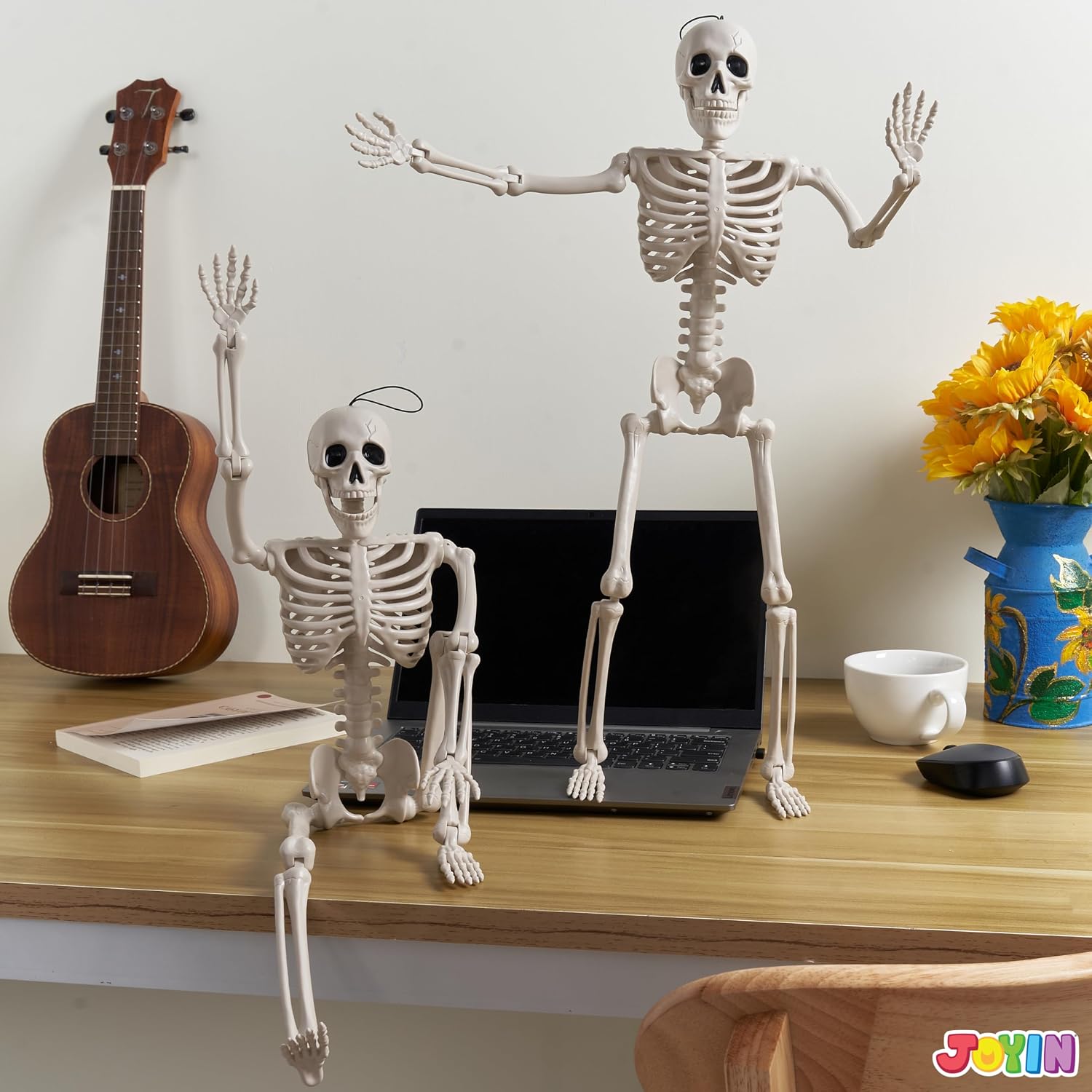 Thumbnail 2 de JOYIN 24-Inch Halloween Skeleton Decorations, 2-Piece Yellow Plastic Set