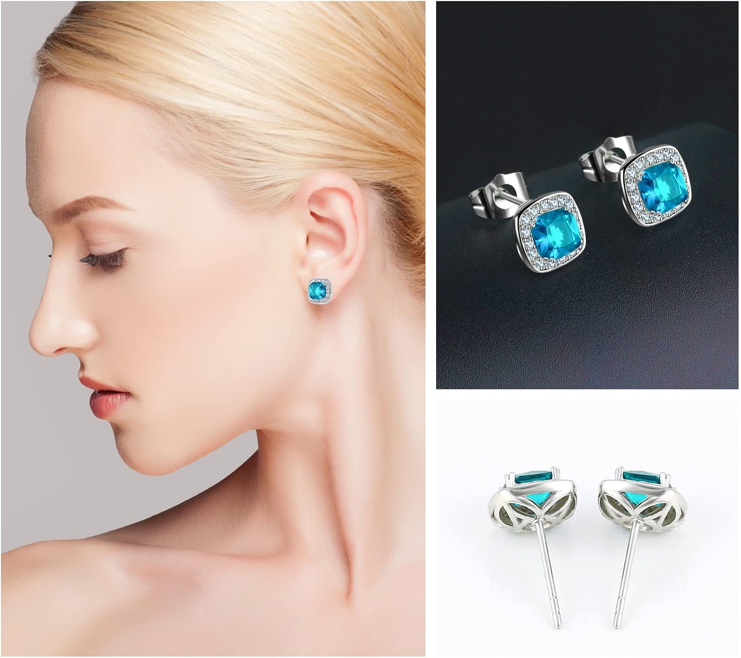 Thumbnail 3 de VONSSY Gemstone Stud Earrings
