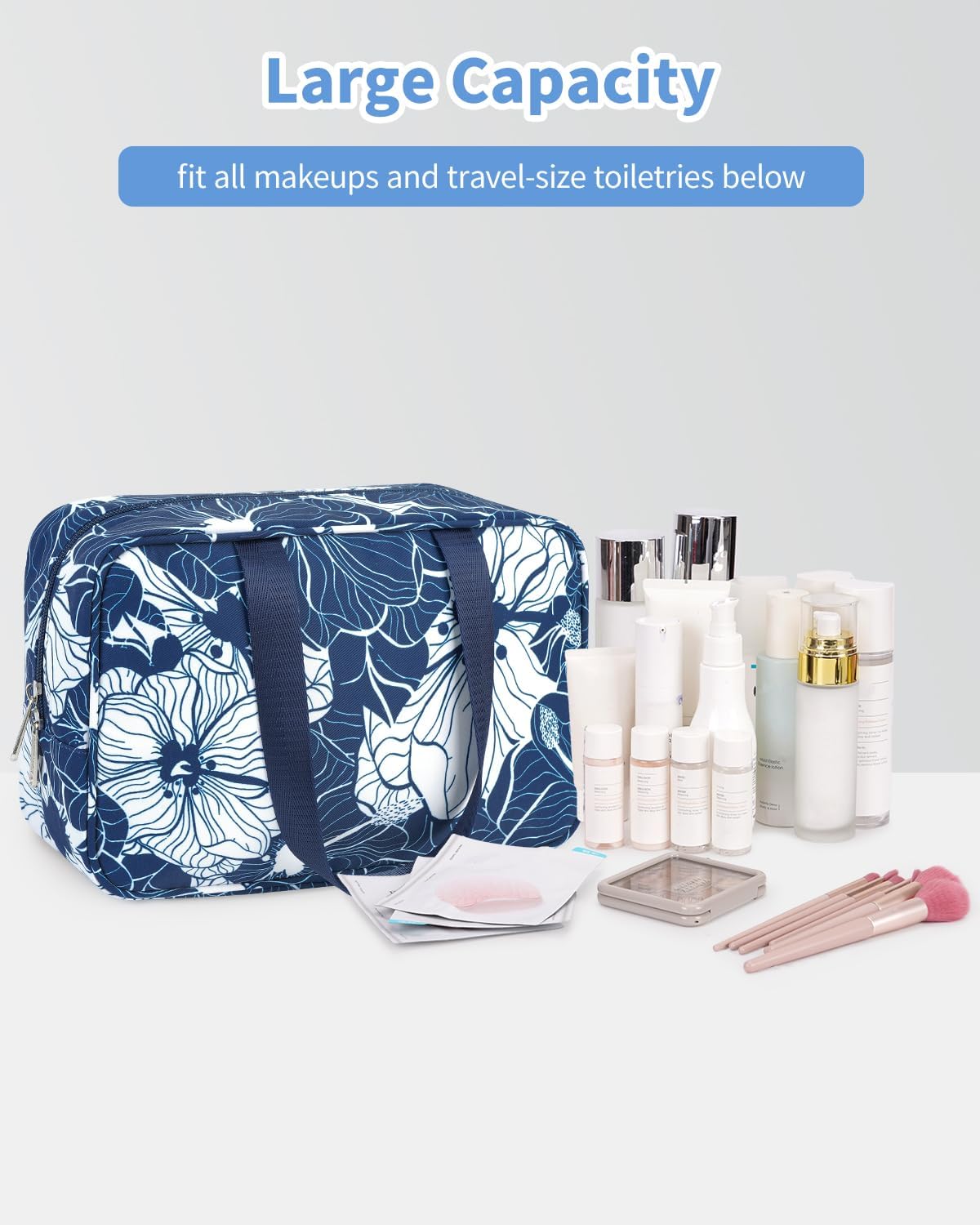 Detalle de Narwey Large Toiletry Bag (30 x 20 x 12 cm) with Handles – Portable Wash & Makeup Organiser