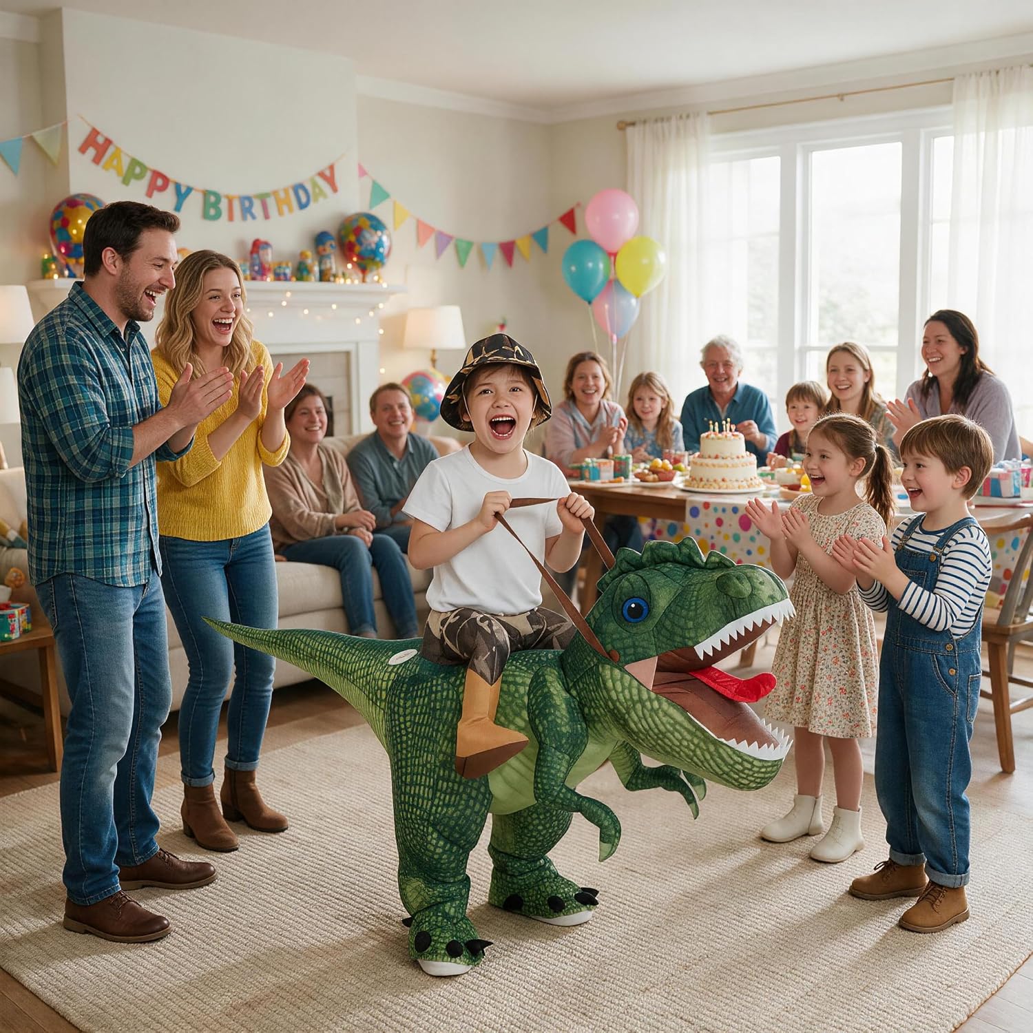 Detalle 2 de One Casa Inflatable T. rex Costume for Kids with Fan and Polyester Suit