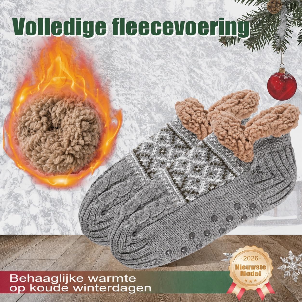 Thumbnail 4 de Niorasen knuffelsokken voor heren, maat 39-46, dik en antislip