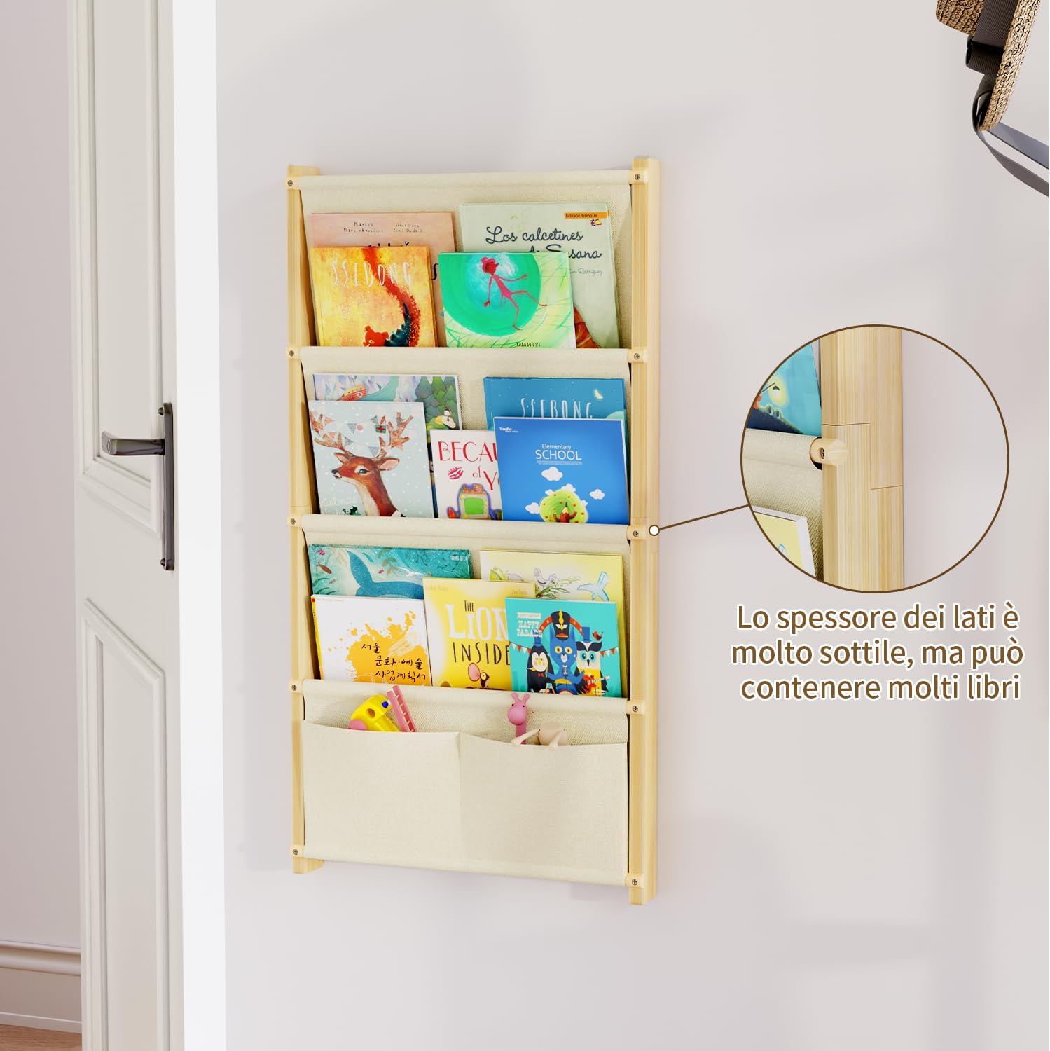 Thumbnail 4 de DUHARS Libreria Montessoriana a Parete 4 Ripiani – contenitore per libri dei bambini, design in legno massello