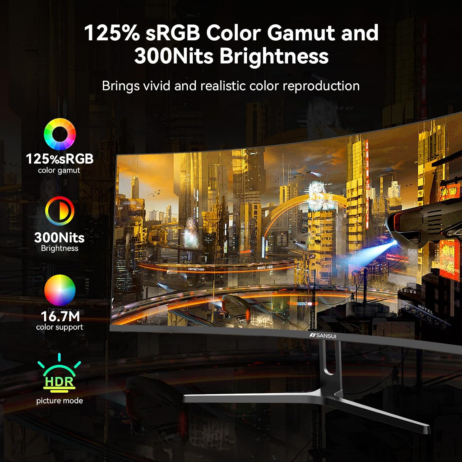 Detalle 1 de SANSUI 32-Inch Curved Gaming Monitor