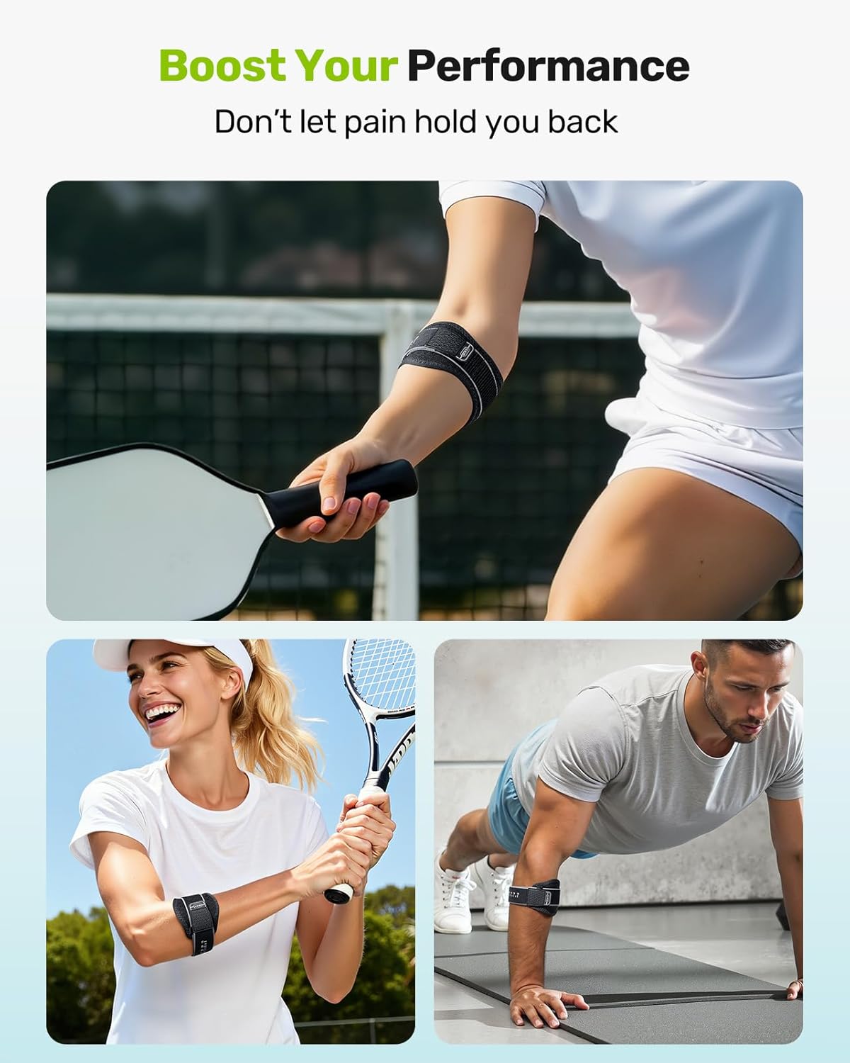 Thumbnail 6 de Rakiie Tennis Elbow Support Strap – Adjustable Dual Silicone Pad Compression for Tennis & Golf Elbow
