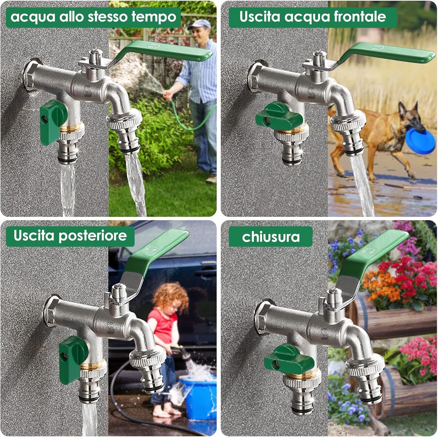 Thumbnail 5 de SPGOOD Garten Wasserhahn Doppel Auslauf 1/2 Zoll
