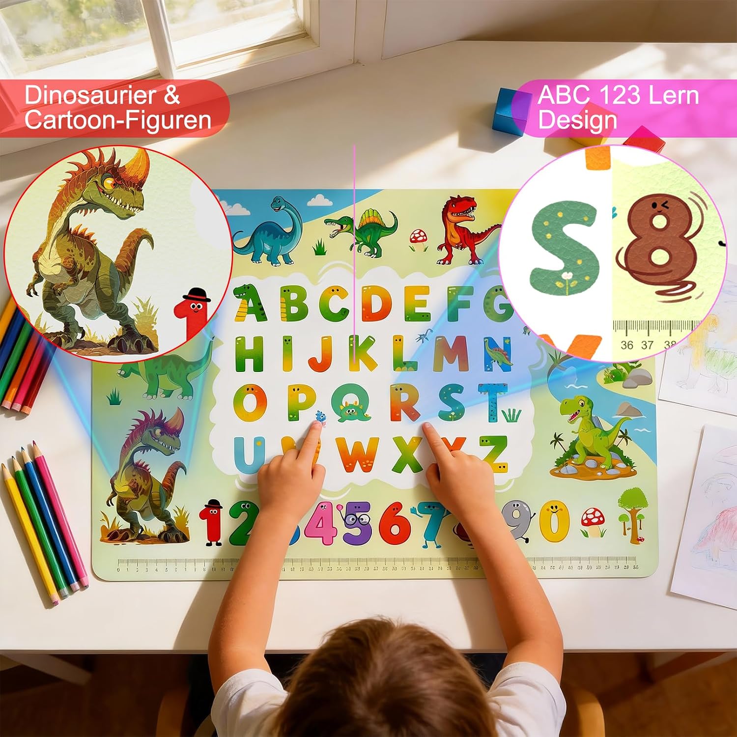 Detalle 2 de Schreibtischunterlage Kinder 60x40 Dino