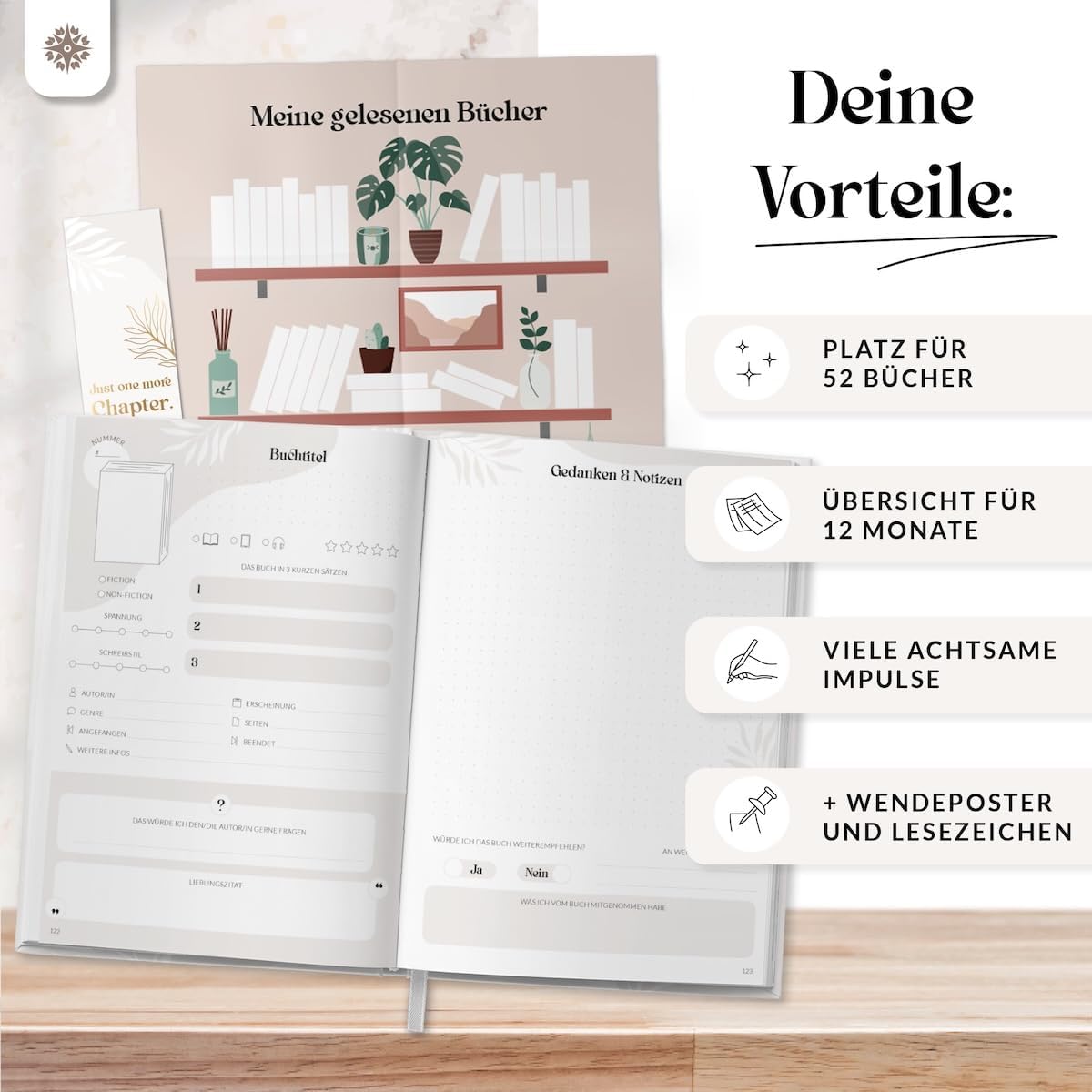Detalle de Lebenskompass Buchclub PEARL Lesetagebuch A5
