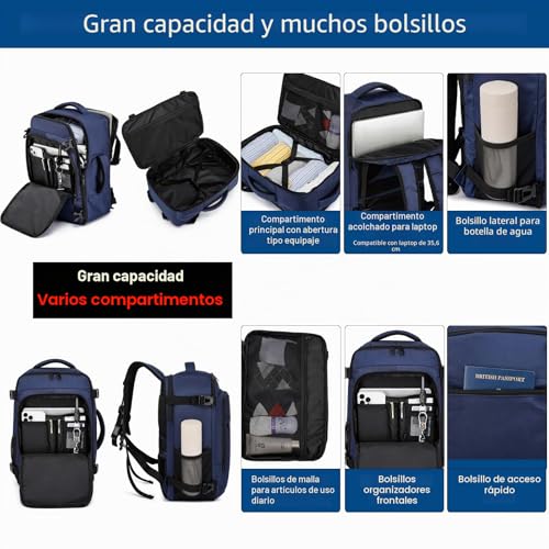 Detalle de ENZOSUM Mochila de cabina 40x20x25 para Ryanair: 20L, ideal para viajes cortos