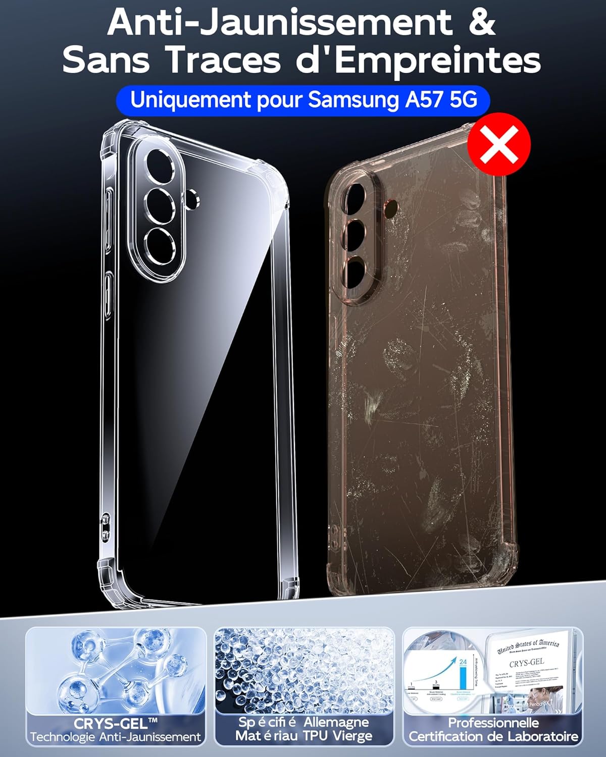Thumbnail 4 de LeYi coque transparente avec verre trempé pour Samsung Galaxy A57 5G — protection 360° et bumper antichoc
