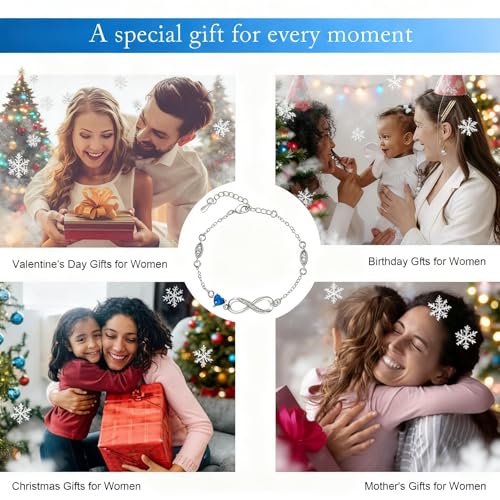 Thumbnail 8 de Tusuzik pulsera de plata de ley 925 con símbolo de infinito y corazón para el Día de la Madre