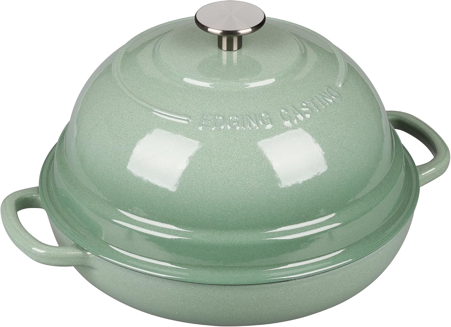 Detalle de Edging Casting Enameled Cast Iron Dutch Oven with Lid, 6-Quart Round Bread Oven for Sourdough (Sage Green)