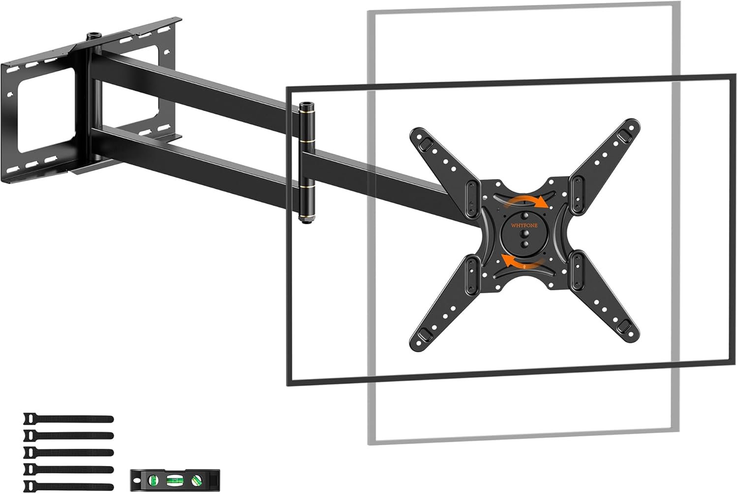 Detalle de WHYFONE Extra Long Arm TV Wall Mount 48" Extension, Rotating Full Motion for 26"-65" TVs (VESA 400x400mm, 110 lbs)