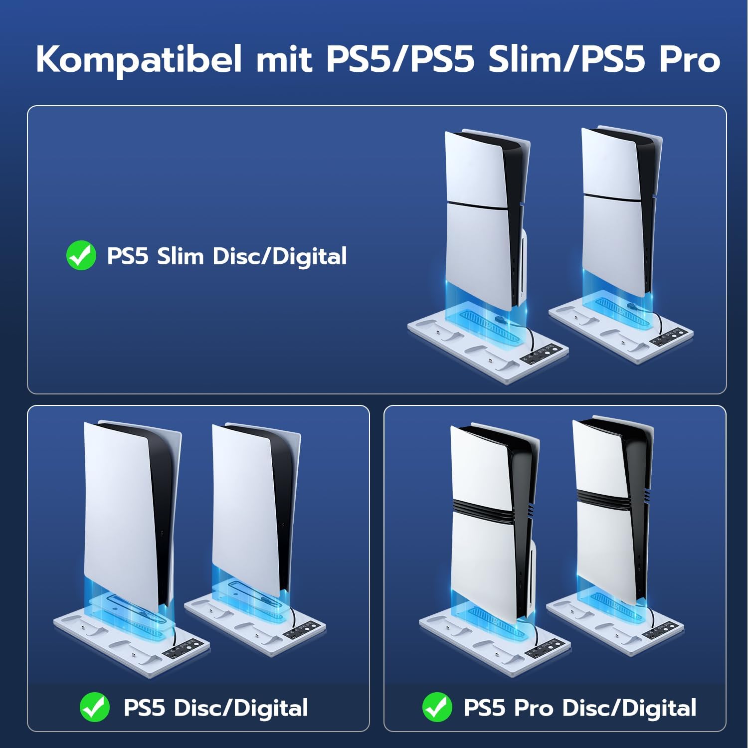 Detalle 2 de Tolesum PS5 Standfuß mit Kühlung 3 Stufen