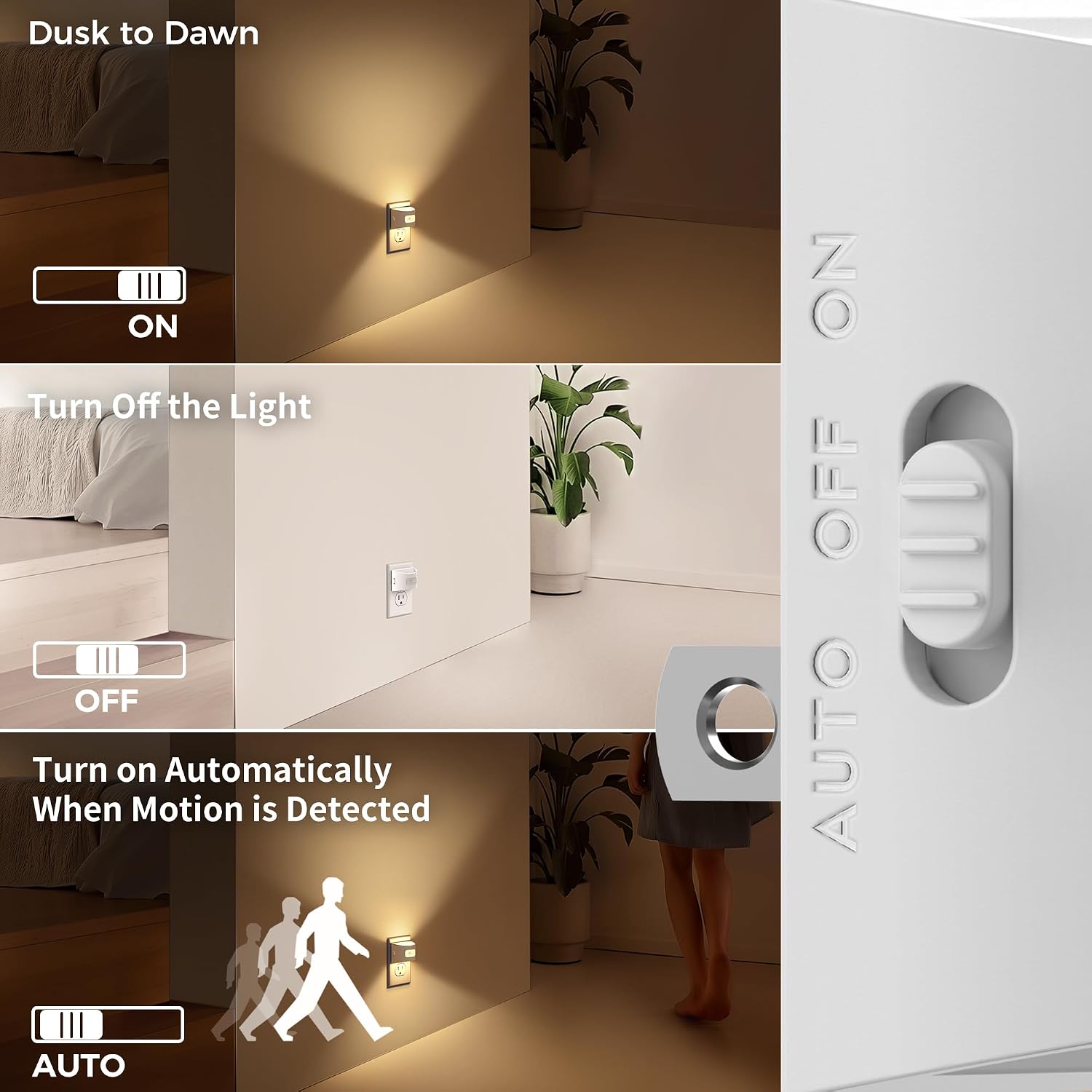 Detalle 2 de DORESshop CAD-GY17702WHUS-2 Motion Sensor Night Light, 3000K Warm White
