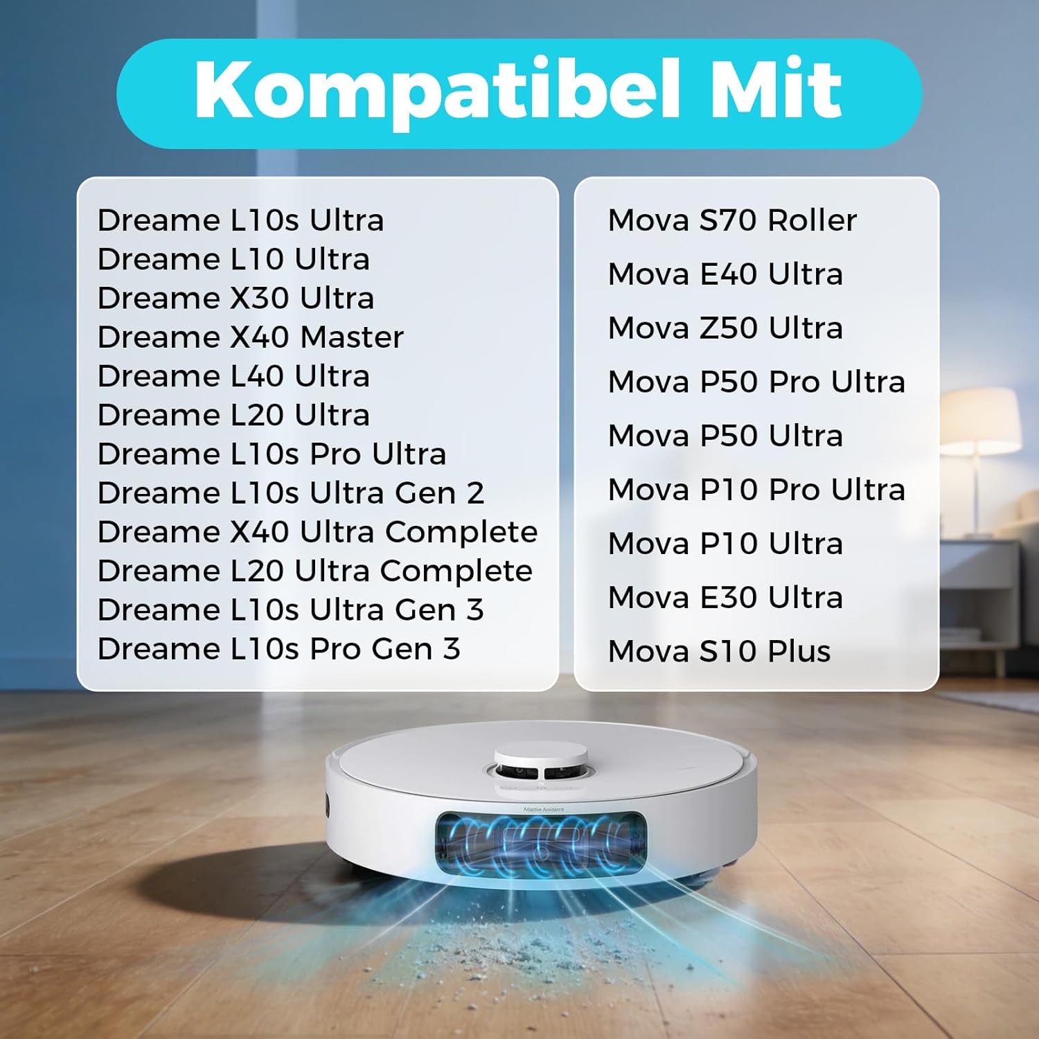 Detalle 2 de TriCut Hauptbürste für Dreame L10s Ultra Gen 2/Gen 3 und X40/X30/X40 Master/L40/L20 Ultra – Anti-Tangle Design