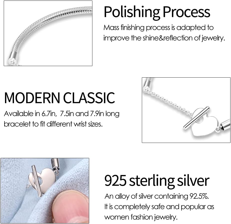 Detalle de KUNSIR Moments Schlangen-Gliederarmband aus Silber 925 – Bead Charm kompatibel
