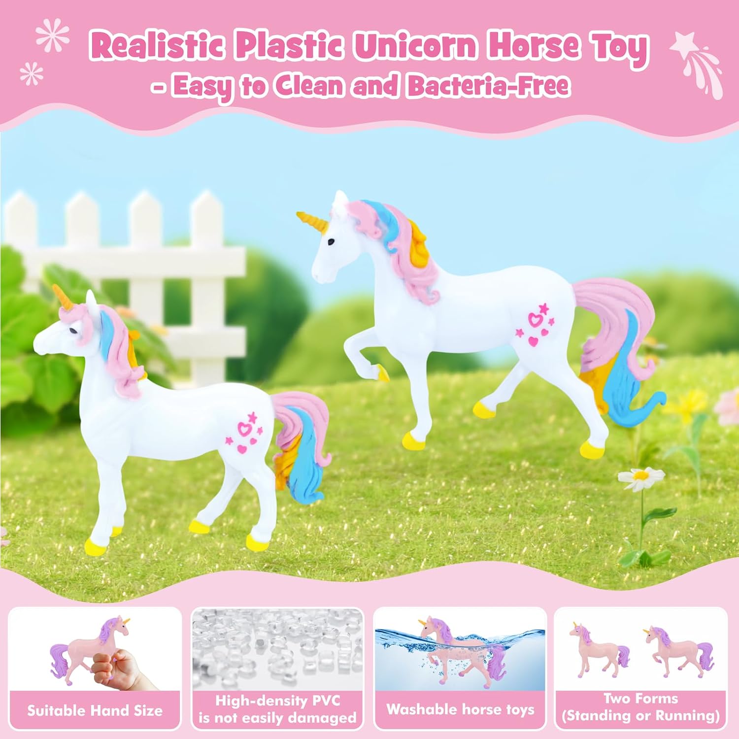 Thumbnail 3 de SIMPLIPLAY Unicorn Wooden Stable Playset – Portable Toy Horse Stable with 8 Unicorn Figures