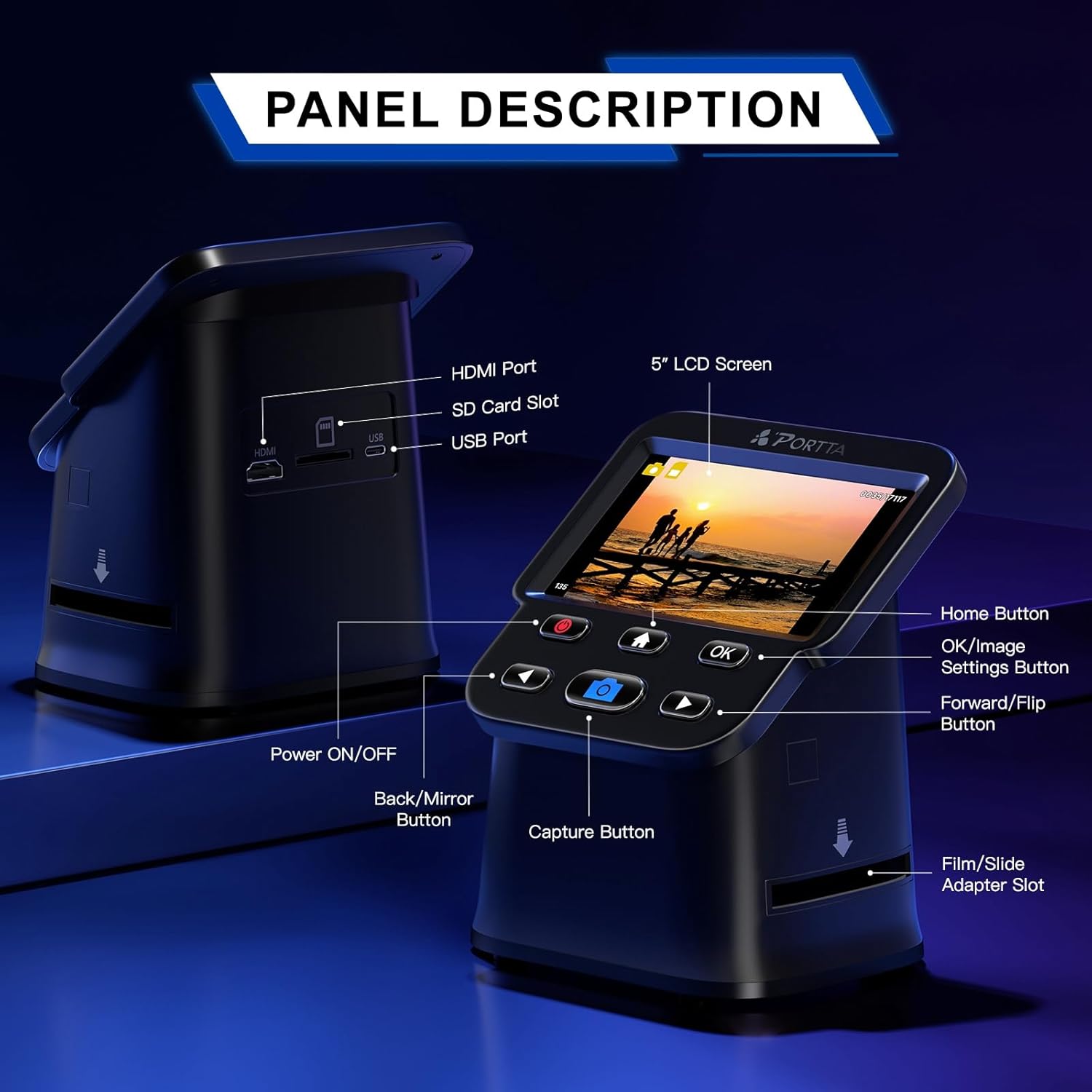 Detalle de PORTTA Film Scanner with 5" LCD Screen and 22MP Output